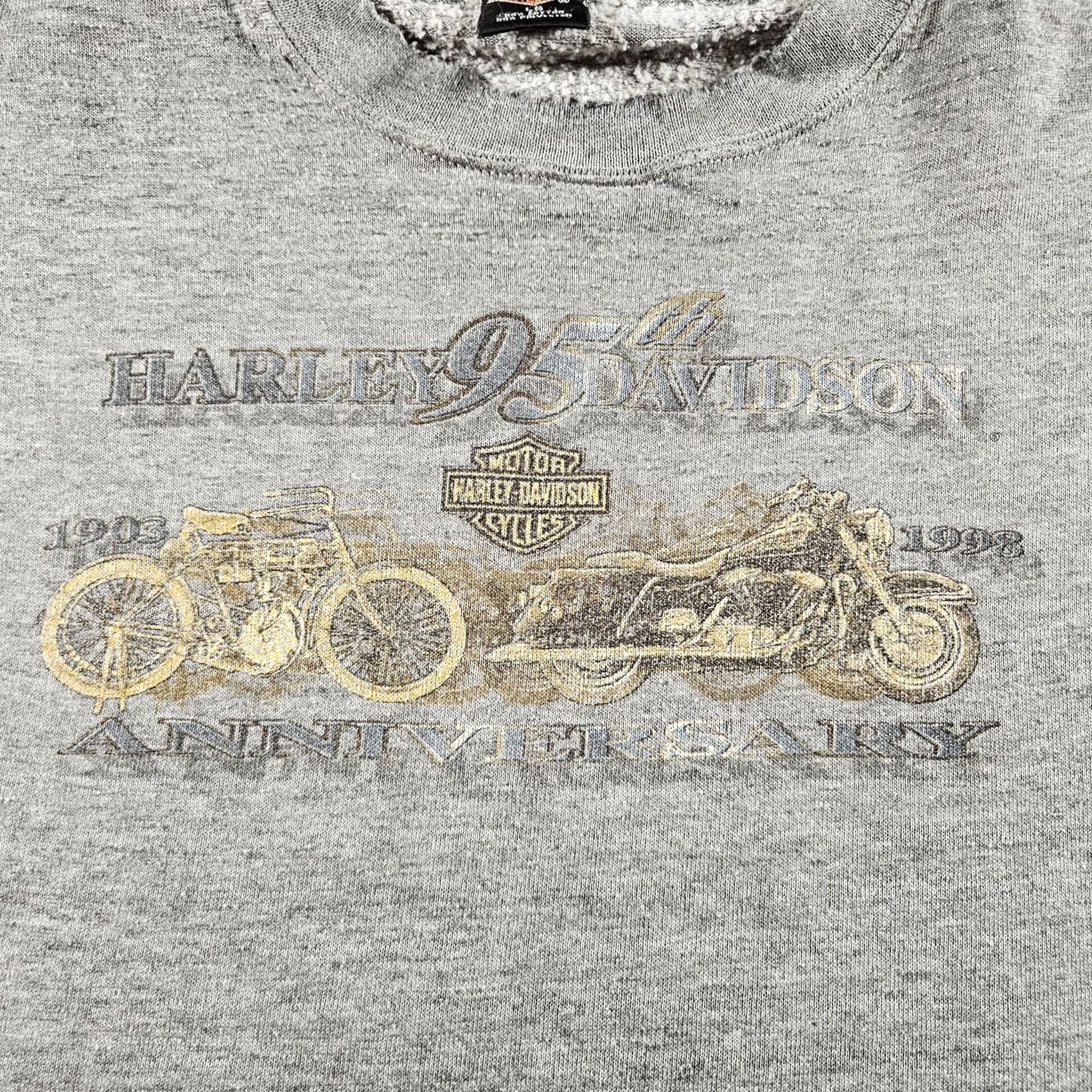 Harley Davidson Vintage Harley-Davidson Sweatshirt Mens Large Gray 95th Anniversary Texas 90s Size US L / EU 52-54 / 3 - 2 Thumbnail