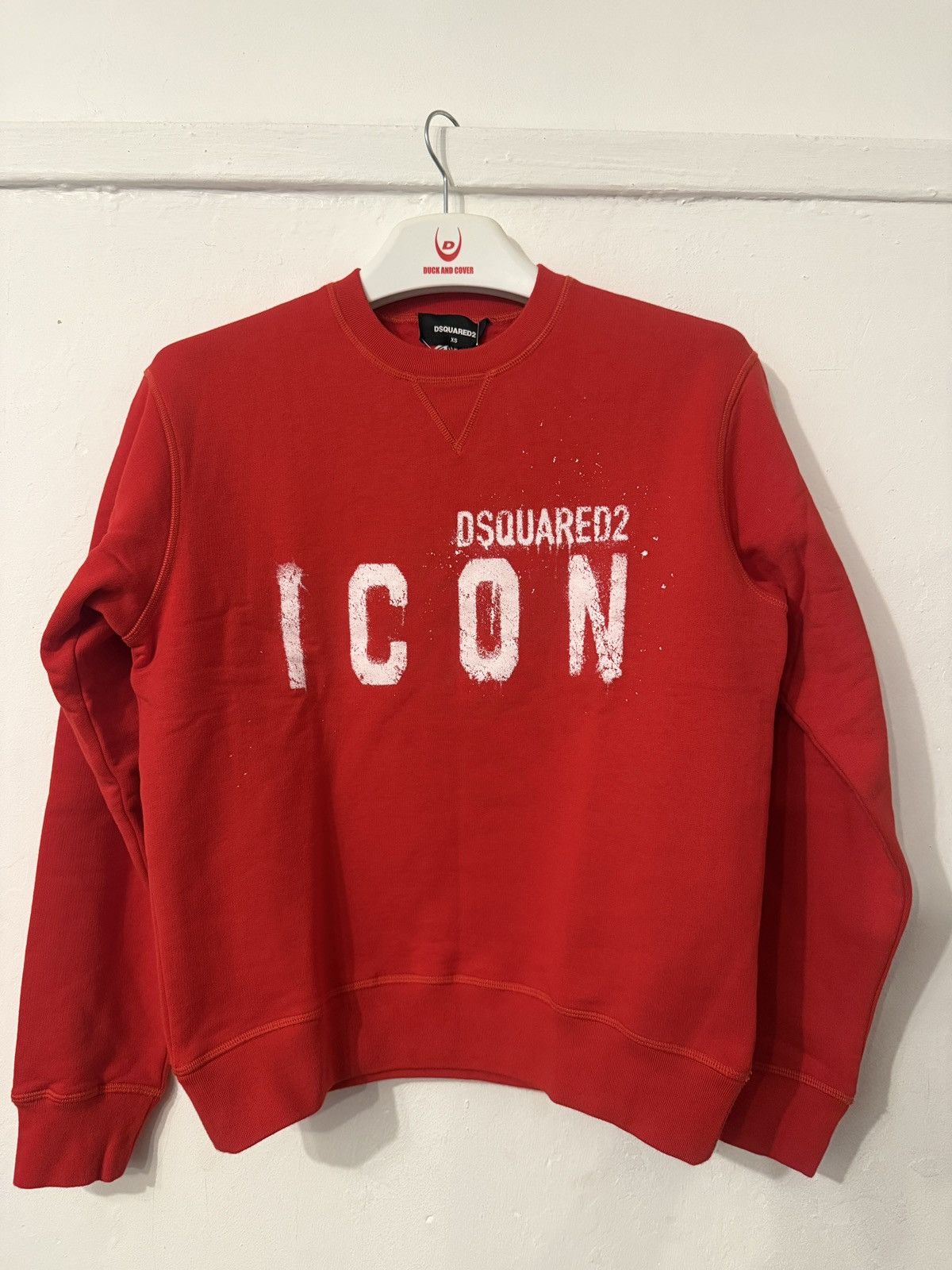 Dsquared2 DSquared²Men's Red Icon Fleeced Cotton Crew-Neck Sweatshirt Size US XS / EU 42 / 0 - 3 Thumbnail