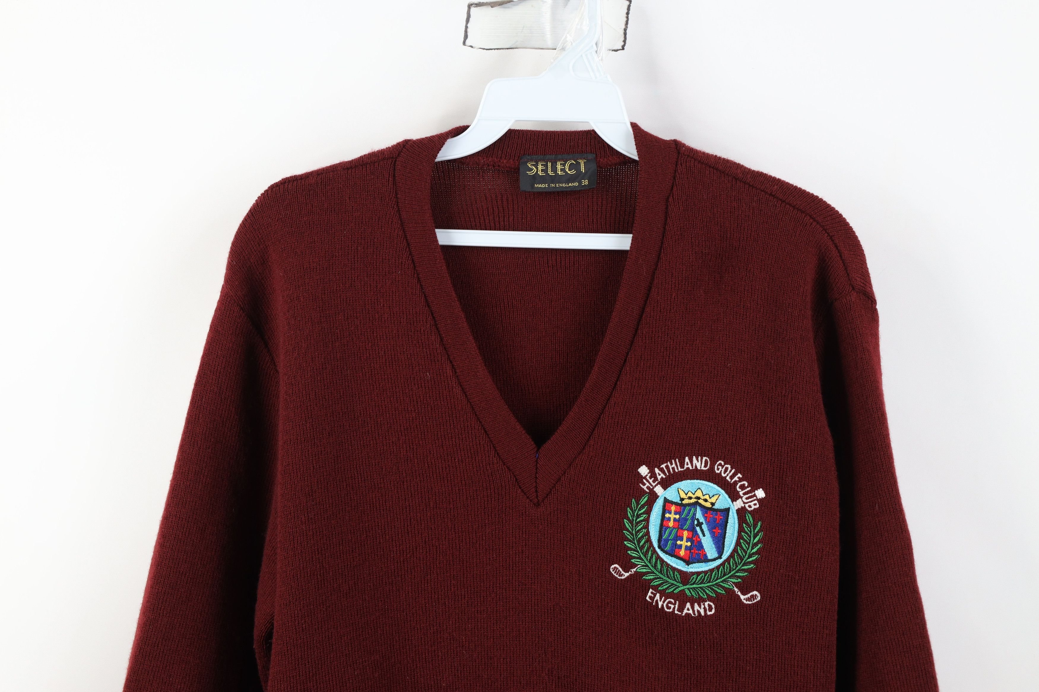 Vintage Vintage 70s 80s Golf Club England Knit V-Neck Sweater Red Size US L / EU 52-54 / 3 - 2 Thumbnail