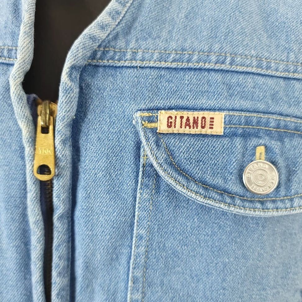 Vintage VINTAGE Gitano Jeans Denim Vest Womens Size Medium 80s Zip Up Shirt Womens 80s Tailored for Women Size 32" / US 10 / IT 46 - 3 Thumbnail