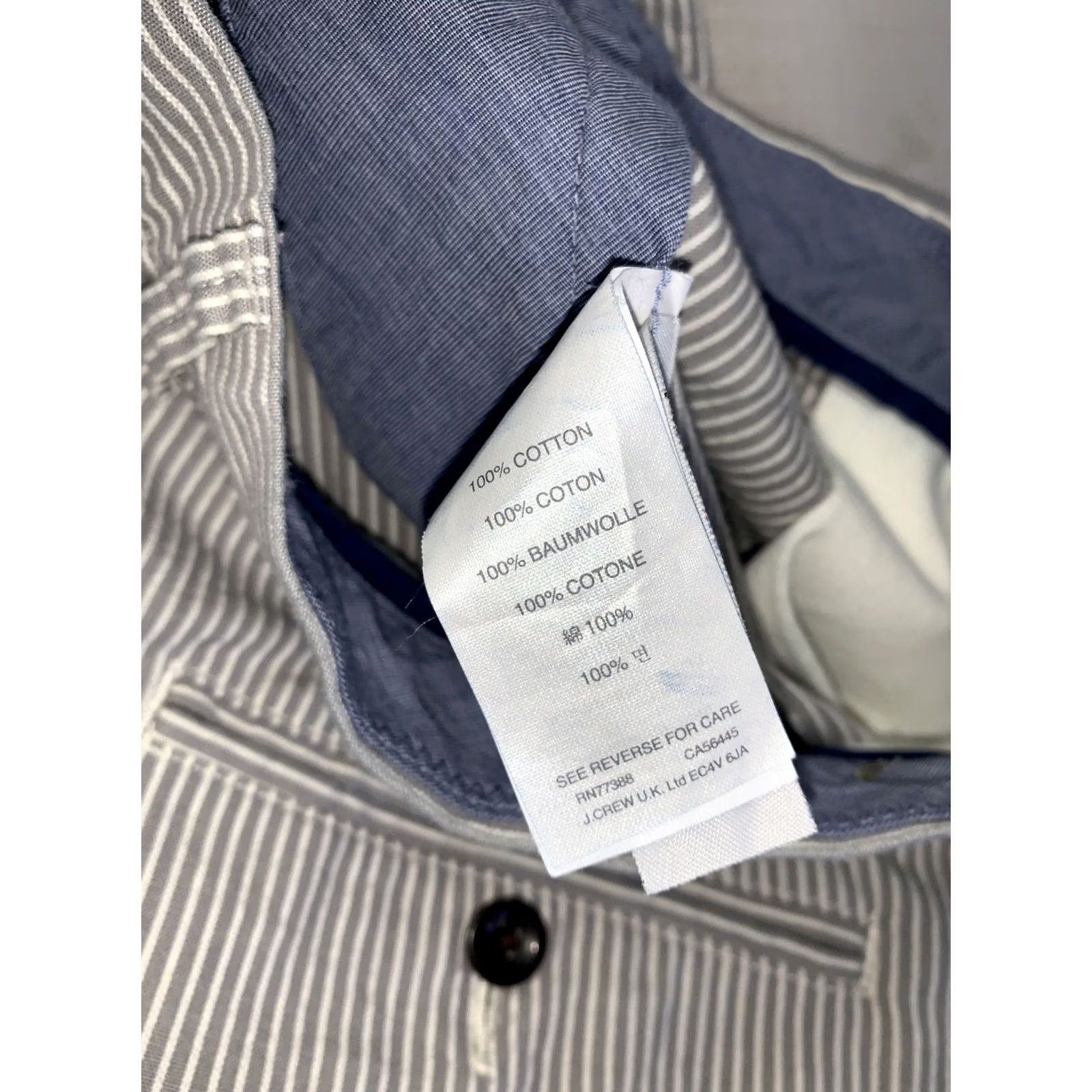 J.Crew VINTAGE J.CREW Bermuda Shorts Gray White Stripe Mens 36 Regular Cotton Front Zip Casual Travel Size US 36 / EU 52 - 7 Thumbnail