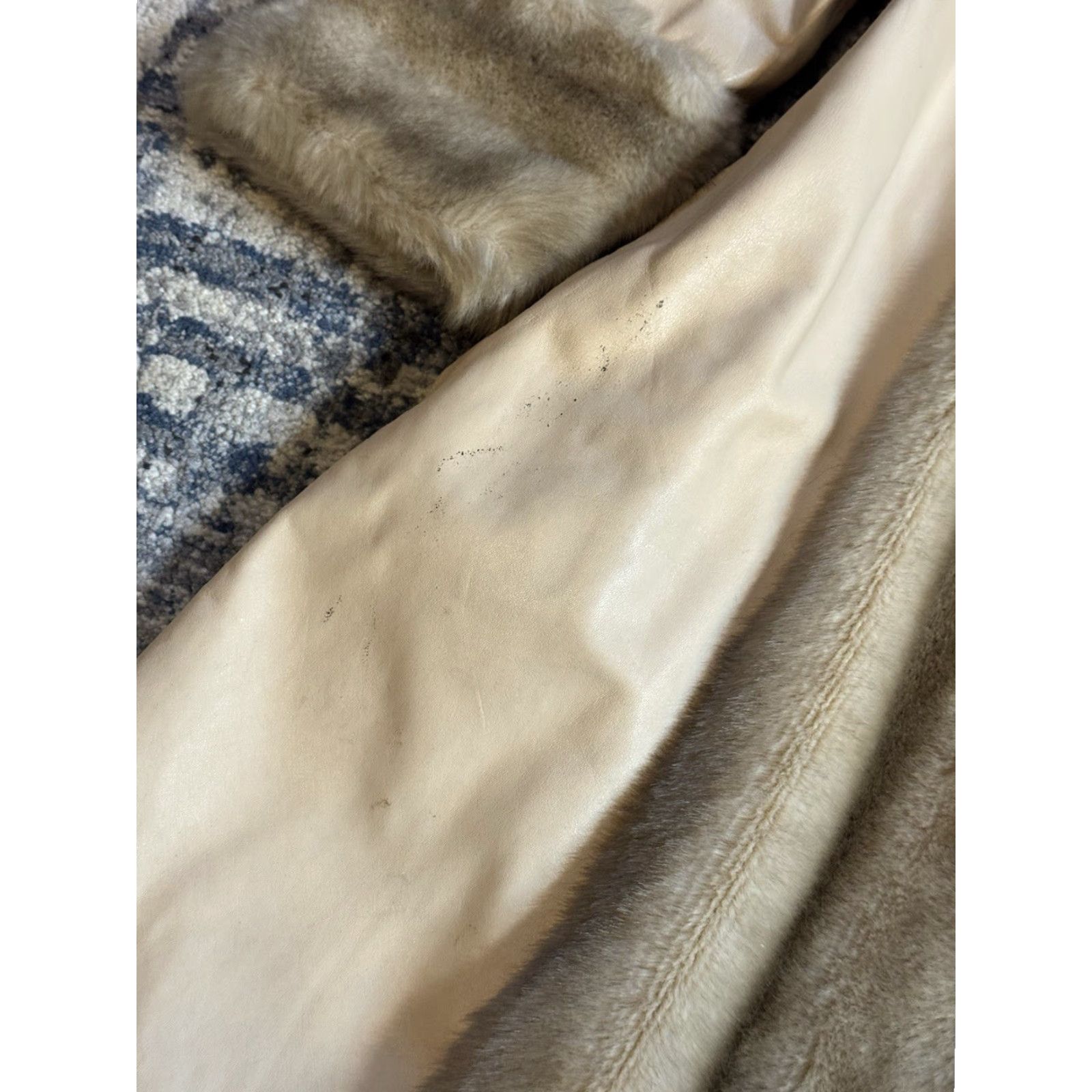 Vintage VINTAGE Lilli Ann Leather Faux Fur Long Coat 60s 1960s Beige Large UK 1960s Coat Glam Rock Mens Womens Size L / US 10 / IT 46 - 4 Thumbnail