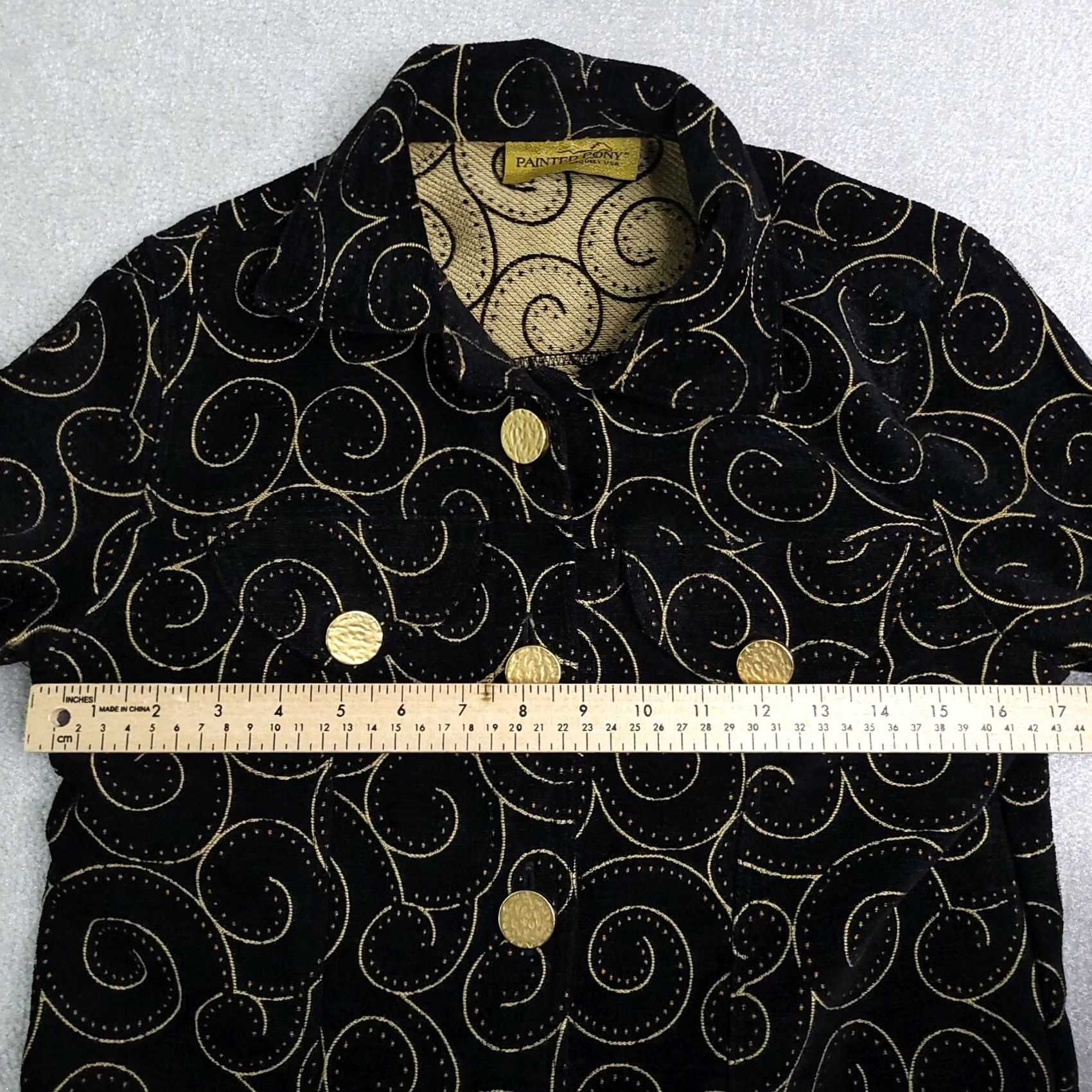 PONY VINTAGE Painted Pony Blazer Women's Small Geometric Artsy Jacket Black Gold 80s 90s USA Size S / US 4 / IT 40 - 4 Thumbnail