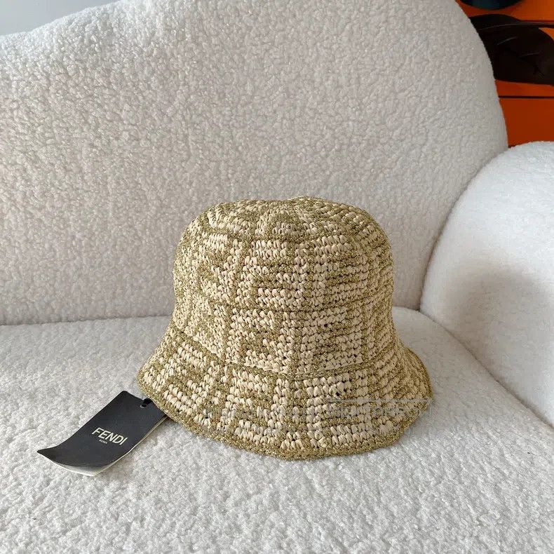Fendi size 58 Golden Woven Fisherman's Hat