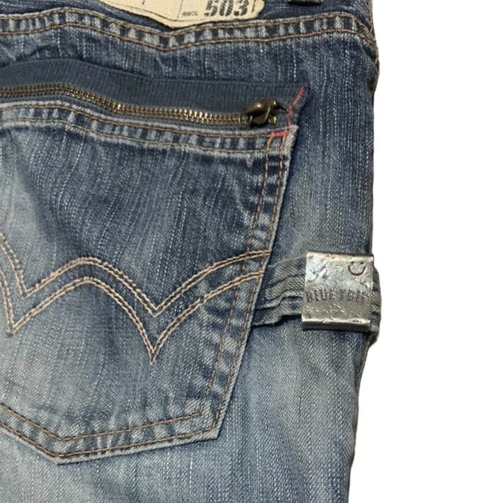 Edwin Vintage Edwin 503 Blue Trip Straight Jeans Distressed Size US 34 / EU 50 - 5 Thumbnail