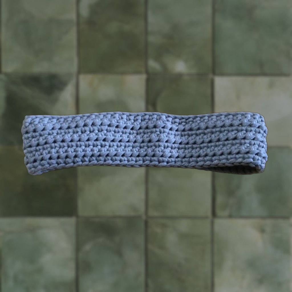 Vintage Handmade Crochet Headband for Women - Narrow Blue - Casual Fall Winter Accessory Size ONE SIZE - 1 Thumbnail