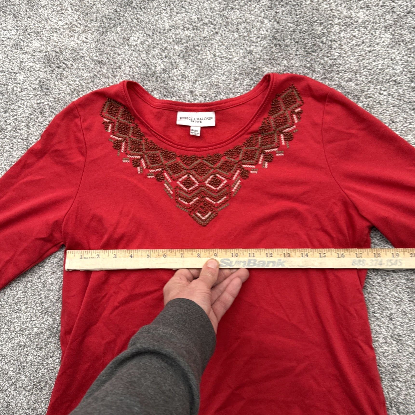 Vintage Rebecca Malone Top Womens PXL Petite Beaded Embellished Boho Romantic Chic Shirt Size XL / US 12-14 / IT 48-50 - 3 Thumbnail