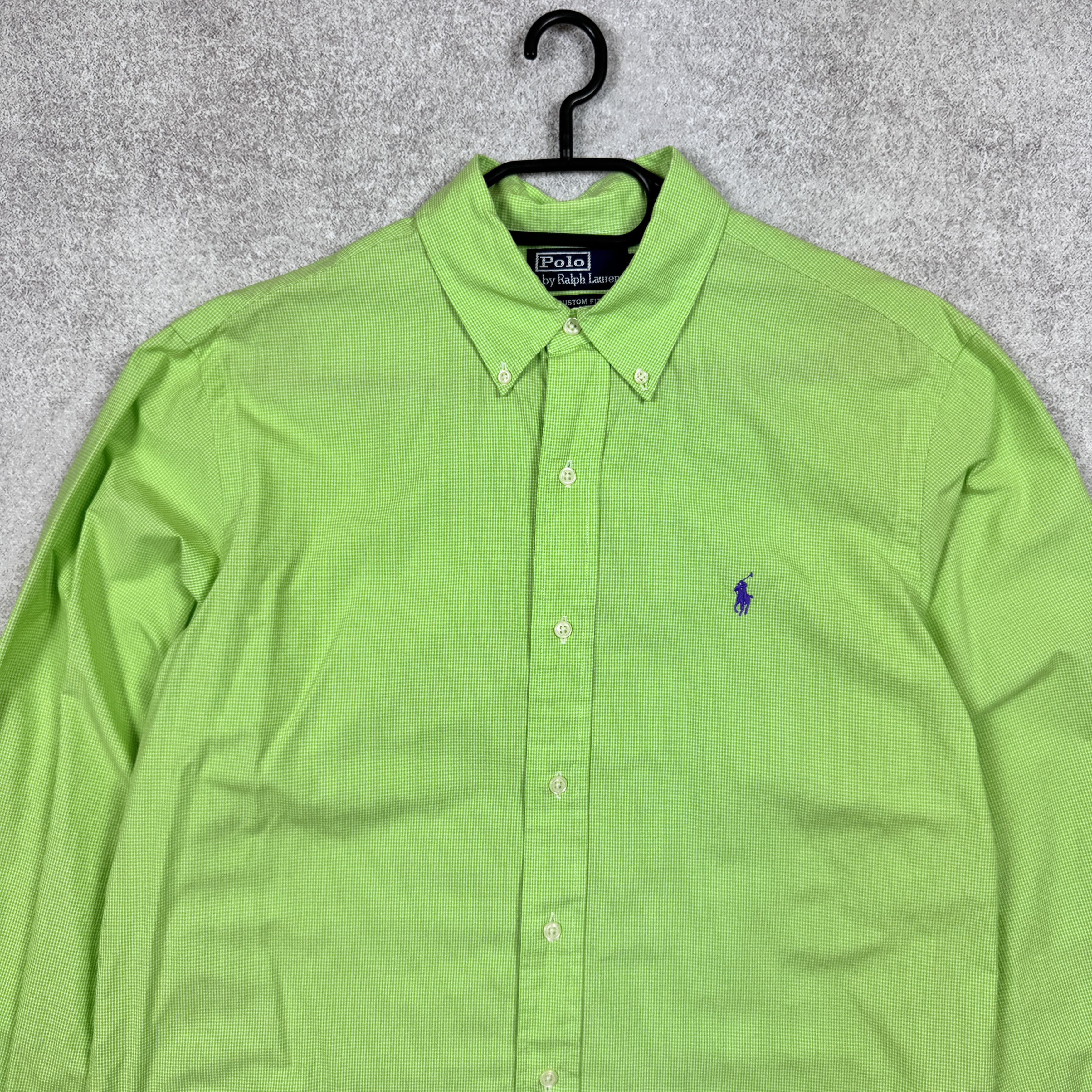 Polo Ralph Lauren Men`s Polo Ralph Lauren Green Cotton Custom Fit Shirt Size L Size US L / EU 52-54 / 3 - 2 Thumbnail