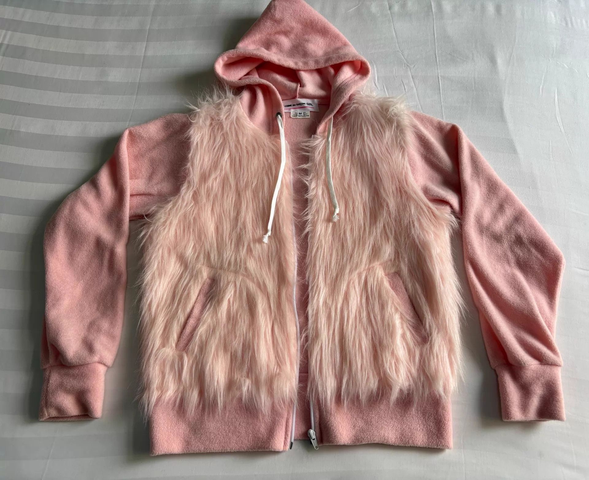 Comme des Garcons CDG Girl Pink Fur Panel Hoodie Jacket Women's Size M / US 6-8 / IT 42-44 - 5 Thumbnail