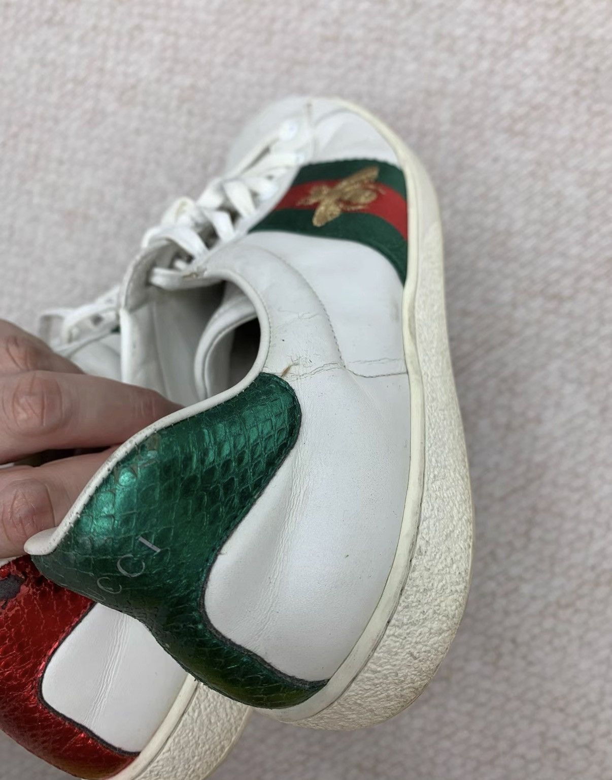 Gucci GUCCI Classic White Bee Sneakers Size US 7.5 / EU 40-41 - 9 Thumbnail
