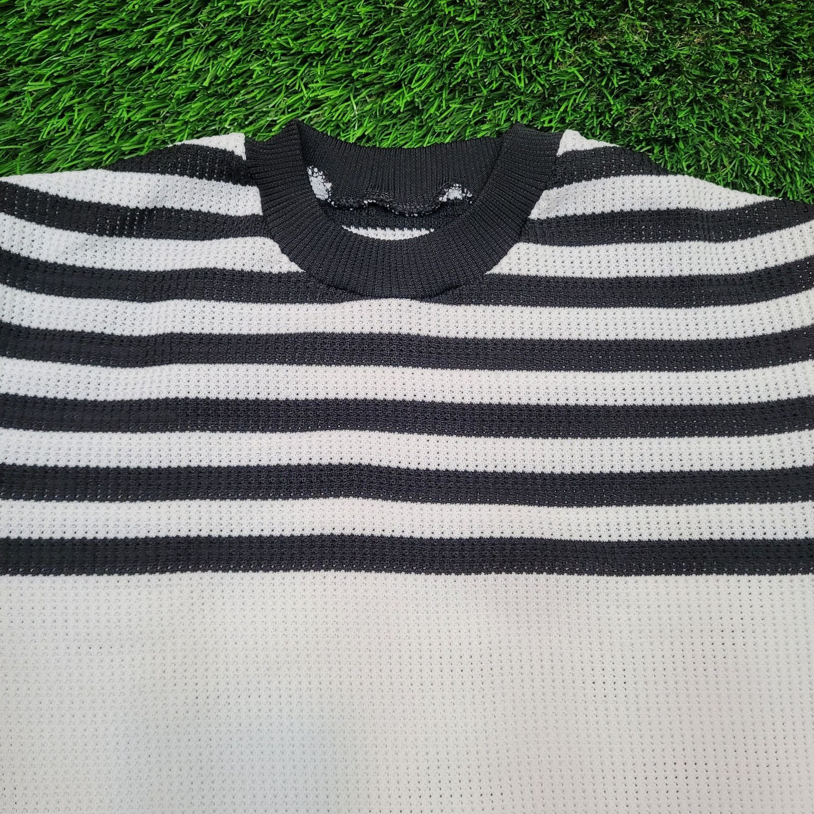 Vintage VTG 80s MOD Striped Preppy Waffle Knit Shirt Tee Womens L Size L / US 10 / IT 46 - 2 Thumbnail