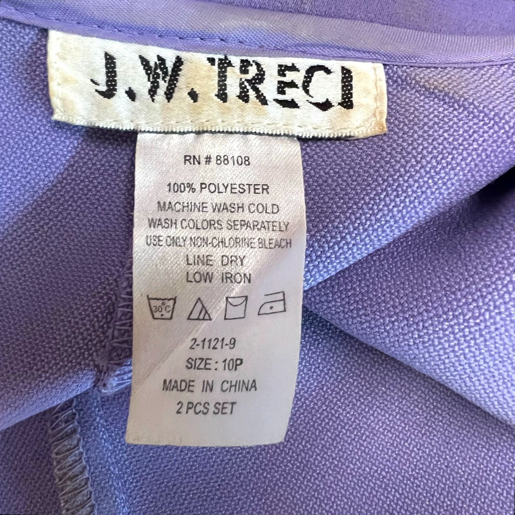 Vintage VINTAGE JW Treci Blazer Single-Breasted 3-Button Notch Purple 10P Womens Casual Jacket - 80s 90s Style Size L / US 10 / IT 46 - 7 Thumbnail