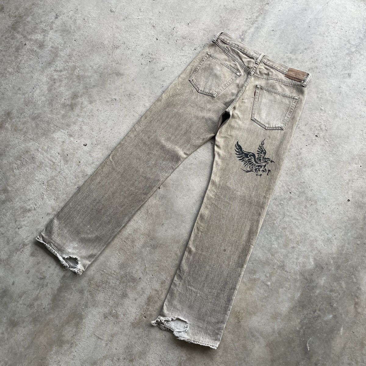 Japanese Brand Vintage Japan Distressed Eagle Logo Faded Jeans Denim Pants Size US 32 / EU 48 - 13 Thumbnail