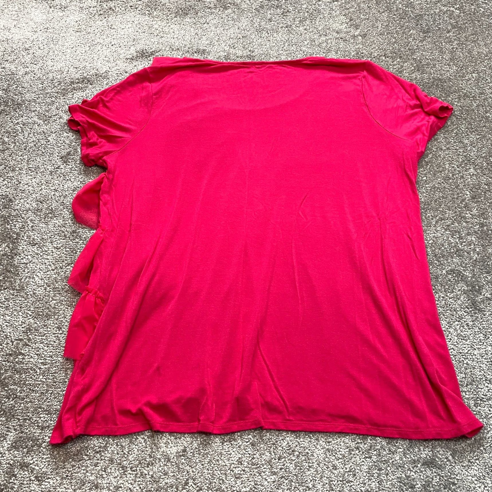 Vintage Cato Shirt Womens XL Pink Short Sleeve Ruffle Side Soft Casual Stretch Rayon Top Size XL / US 12-14 / IT 48-50 - 7 Thumbnail