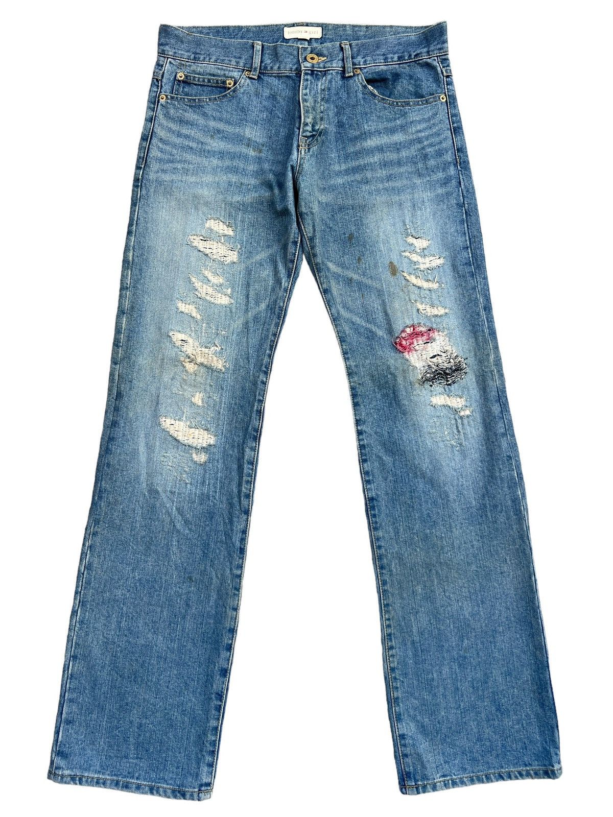 Tommy Hilfiger Y2K Tommy Hilfiger Distressed Patch Denim Jeans 34x34 Size 34" / US 12 / IT 48 - 2 Thumbnail