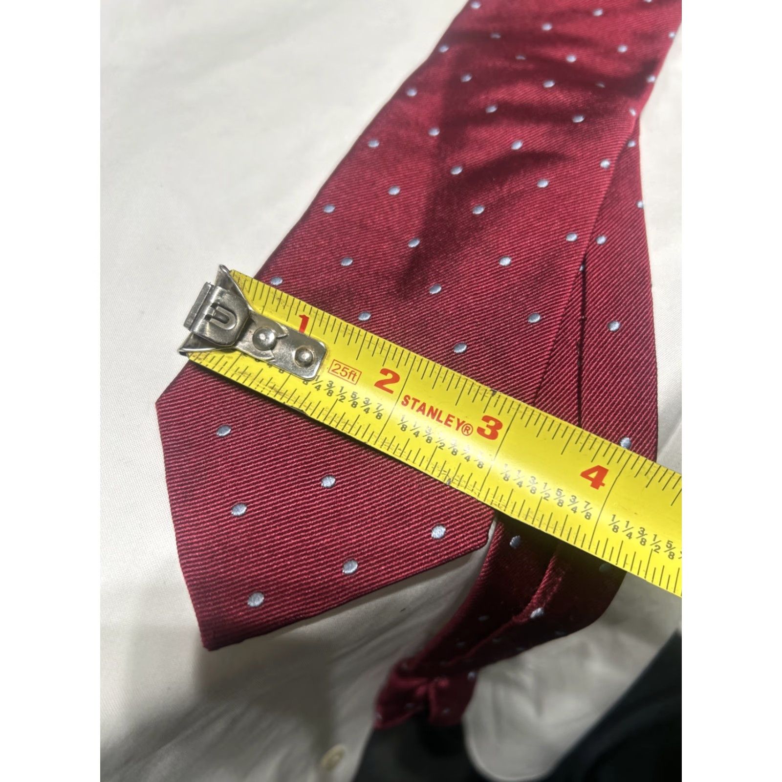 Brooks Brothers BROOKS BROTHERS NECKTIE Men Merlot BLUE POLKA DOT 100% Silk Made IN ITALY Classic One Size Red Pattern Designer Tie Size ONE SIZE - 3 Thumbnail