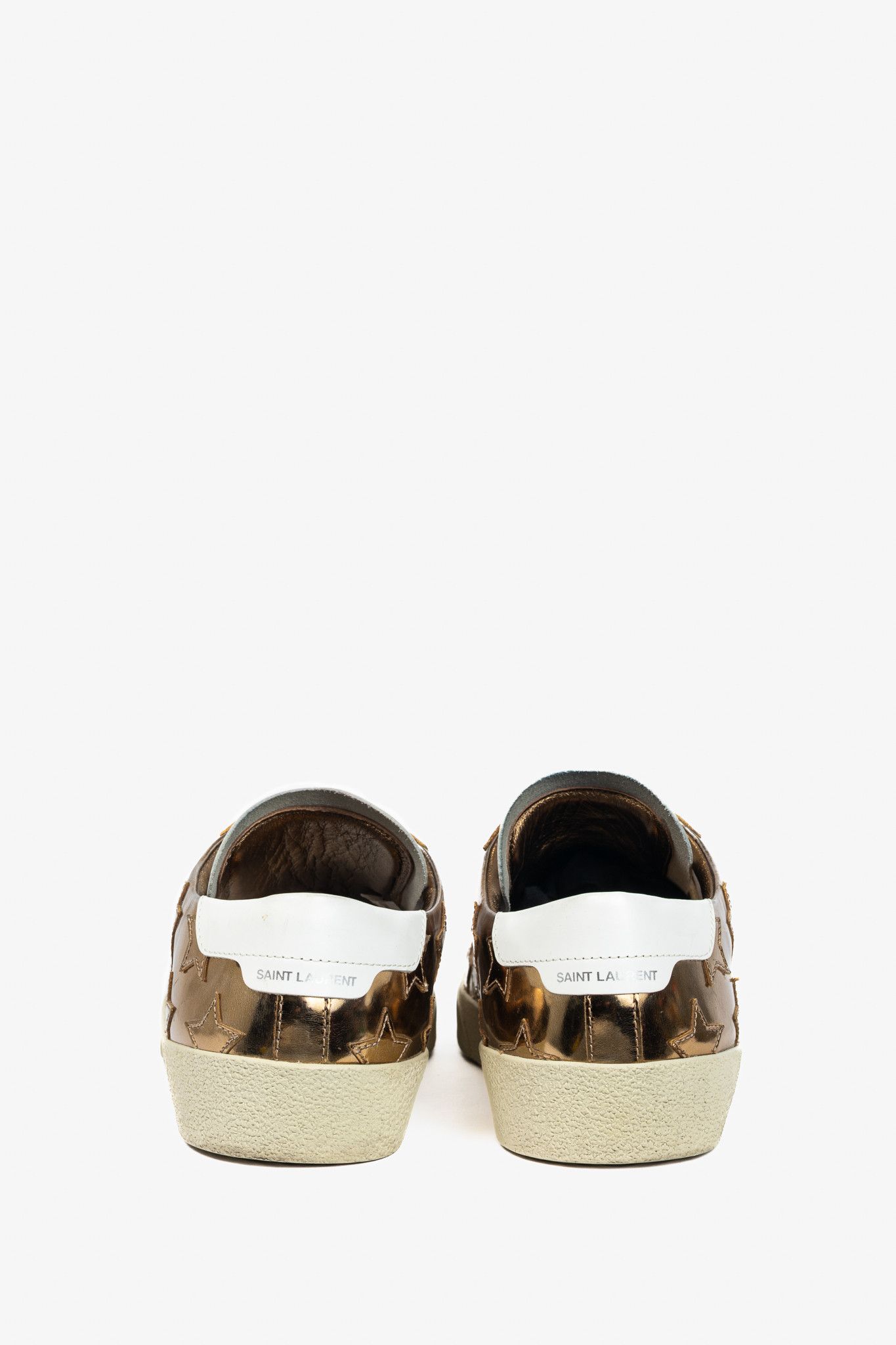 Saint Laurent Paris Saint Laurent SL/06 Gold Patent Star Low-Top Sneakers Size US 7 / EU 40 - 3 Thumbnail