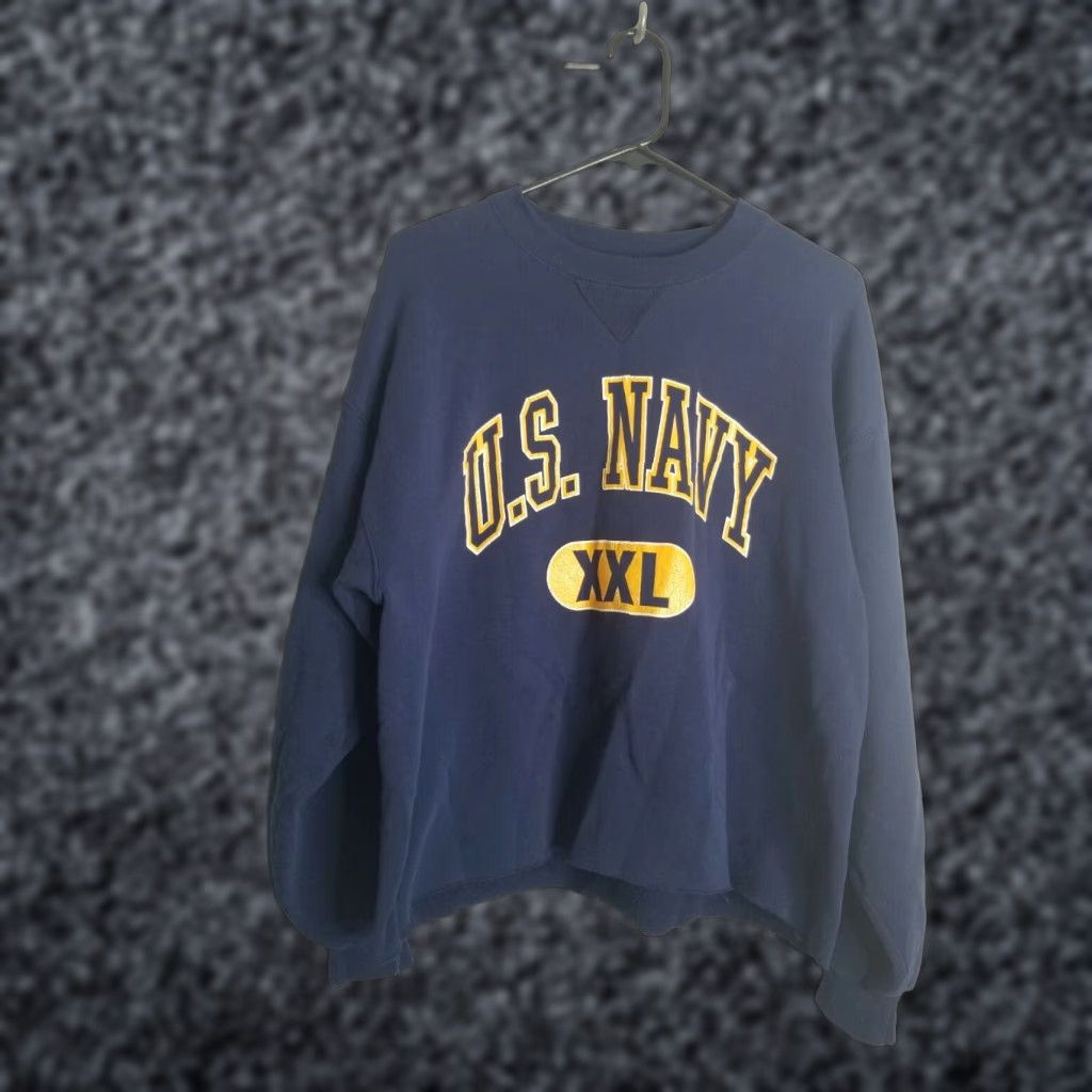 Soffe Vintage 90s United States Navy Sweatshirt L Mens Blue Soffe Distressed Double Sided USA Distressed Sweatshirt Size US L / EU 52-54 / 3 - 1 Thumbnail
