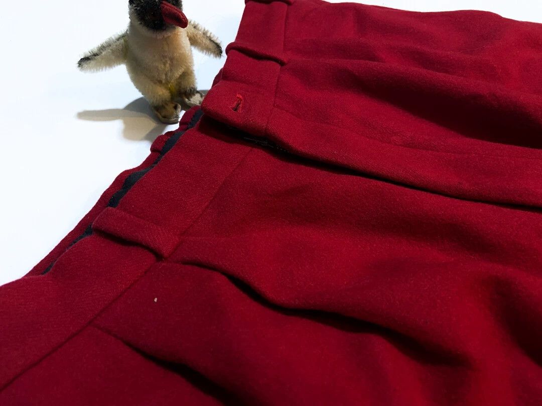 Yohji Yamamoto YOHJI YAMAMOTO 1980s Maru Mon Red Wool Trousers Size US 34 / EU 50 - 4 Thumbnail