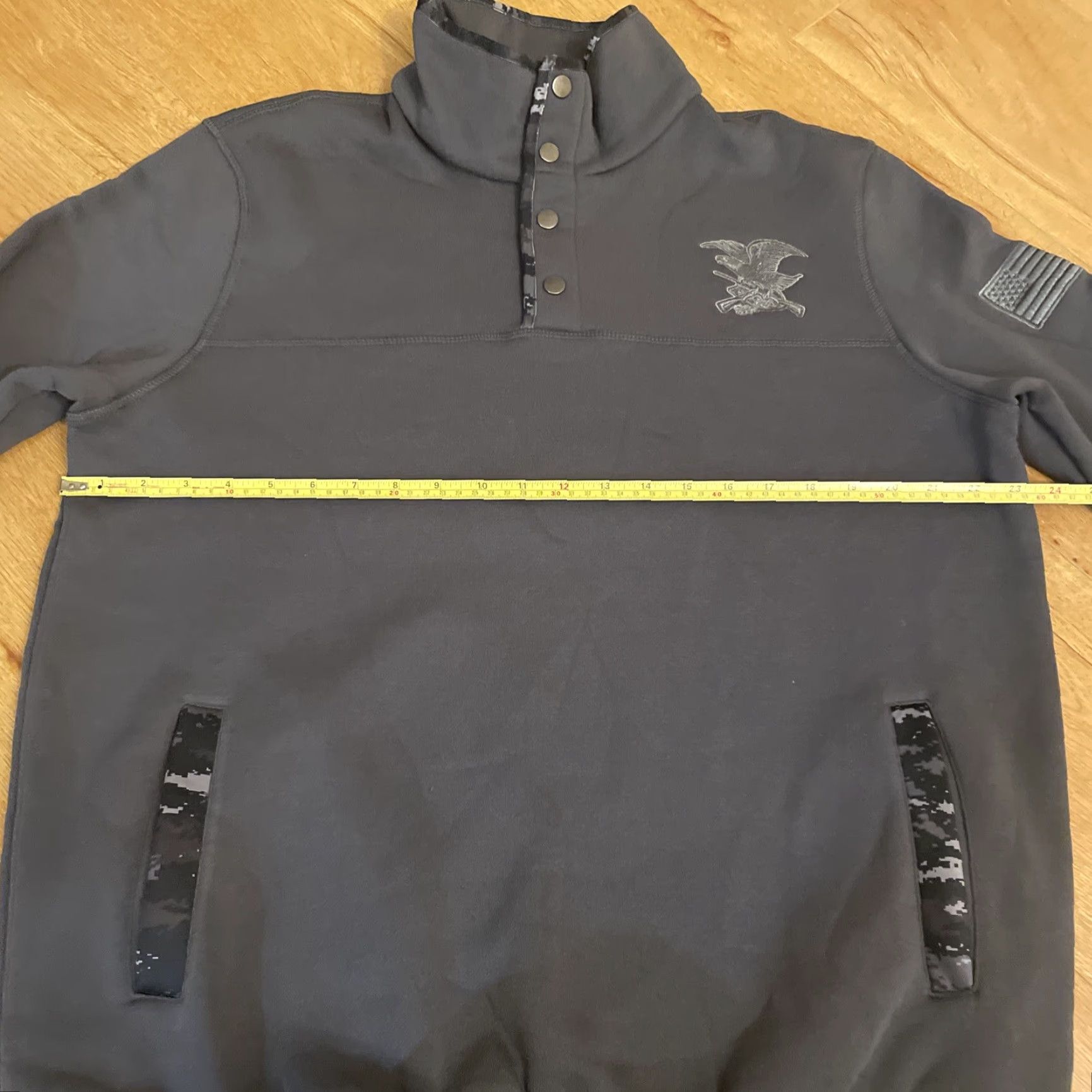 Logo 7 NRA Sweatshirt Men’s Large Pullover 1/4 Snap Button Mock Neck Grey Camo Logo Size US L / EU 52-54 / 3 - 5 Thumbnail