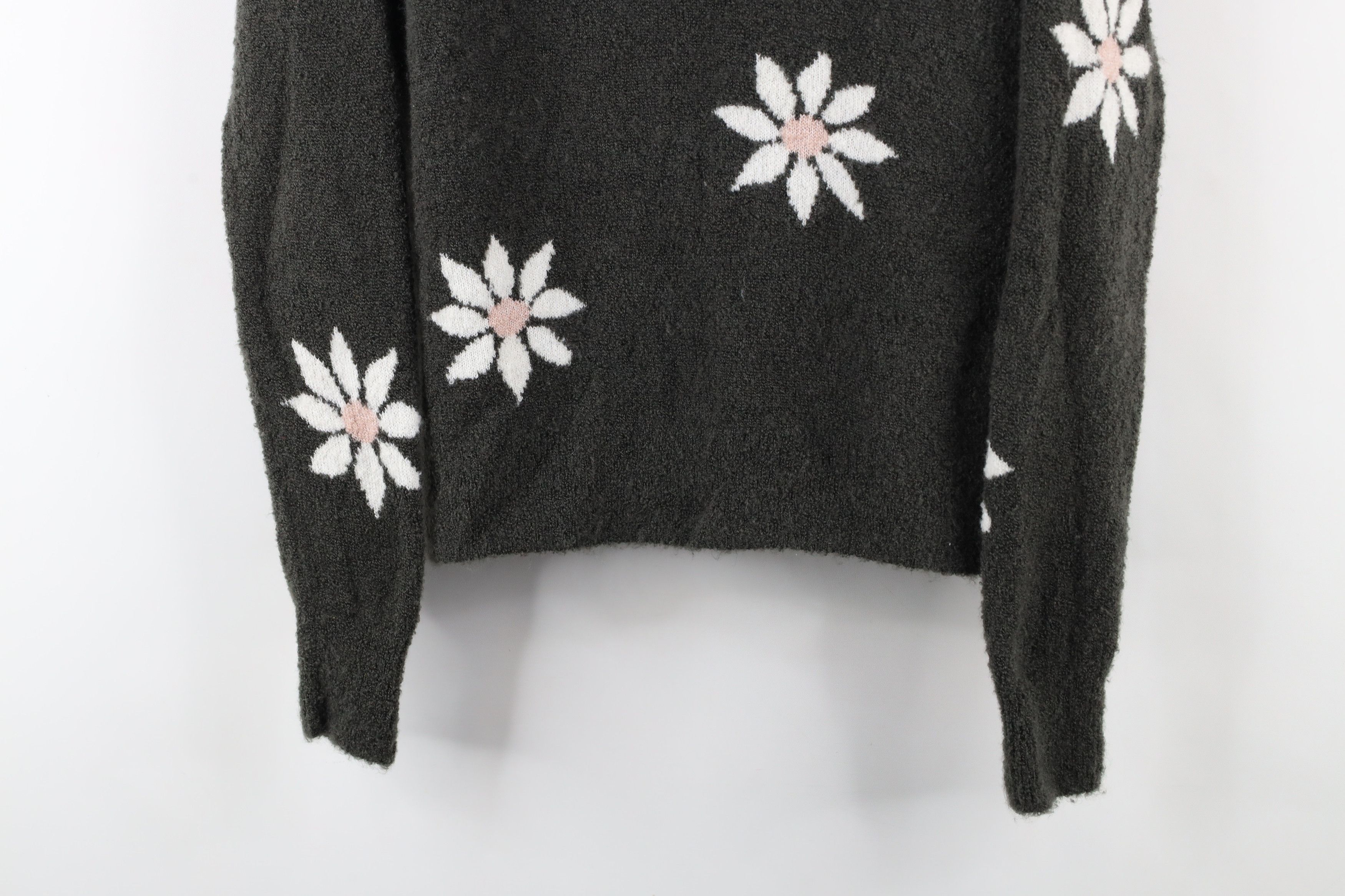 Madewell × Vintage Madewell Flower Intarsia Merino Wool Knit Sweater Green Size S / US 4 / IT 40 - 3 Thumbnail