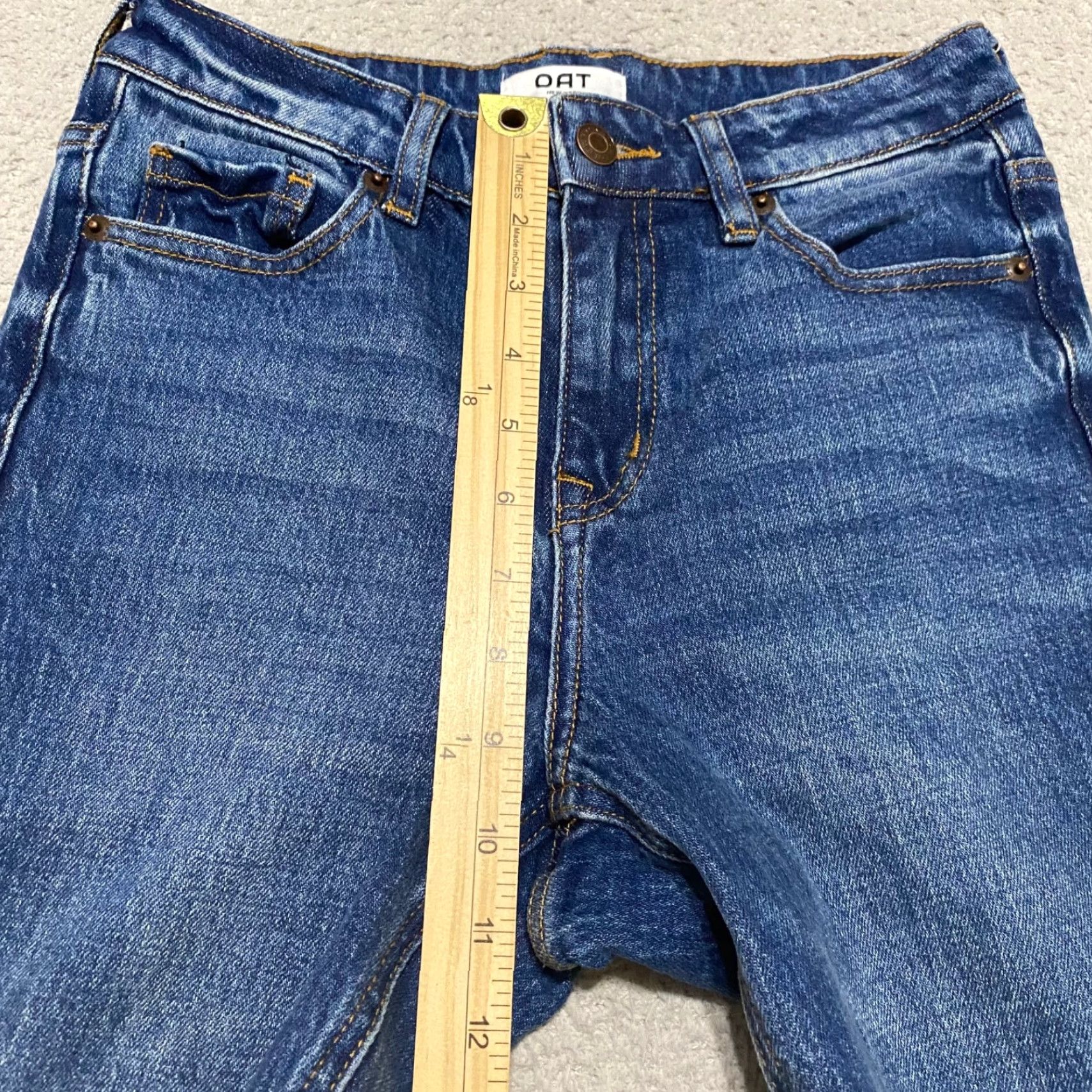 Denime OAT New York Jeans Womens Crop Blue Denim Medium Wash Distressed Raw Hem 25 in. Size 42" / US 20 - 7 Thumbnail
