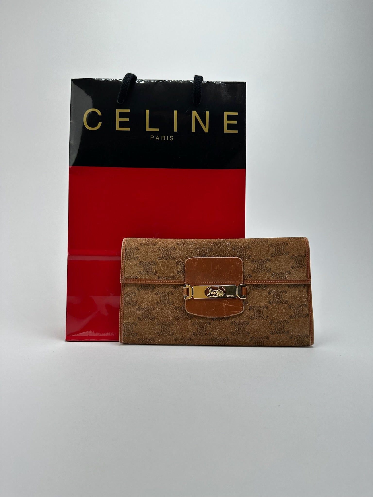 Celine Vintage Paris Suede Leather Monogram wallet brown Size ONE SIZE - 1 Thumbnail