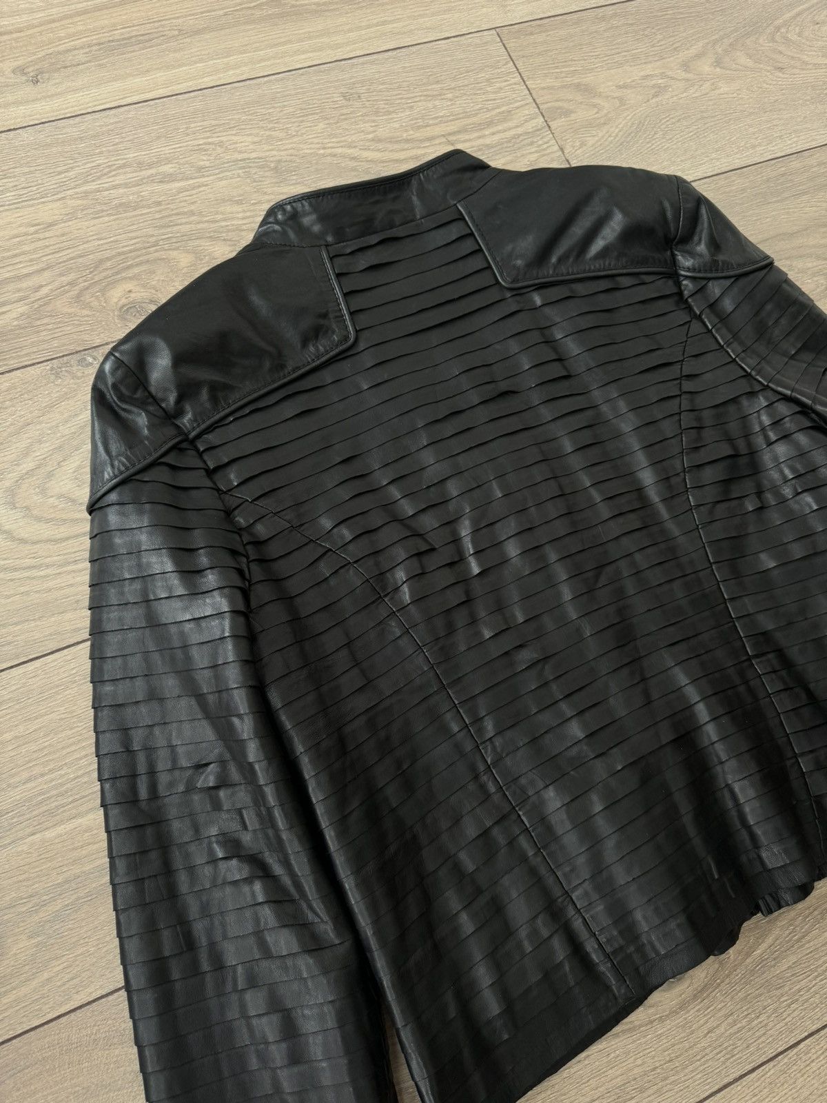 Reiss REISS Leather Jacket Avant-Garde Panelled Design Minimalist Size L / US 10 / IT 46 - 9 Thumbnail