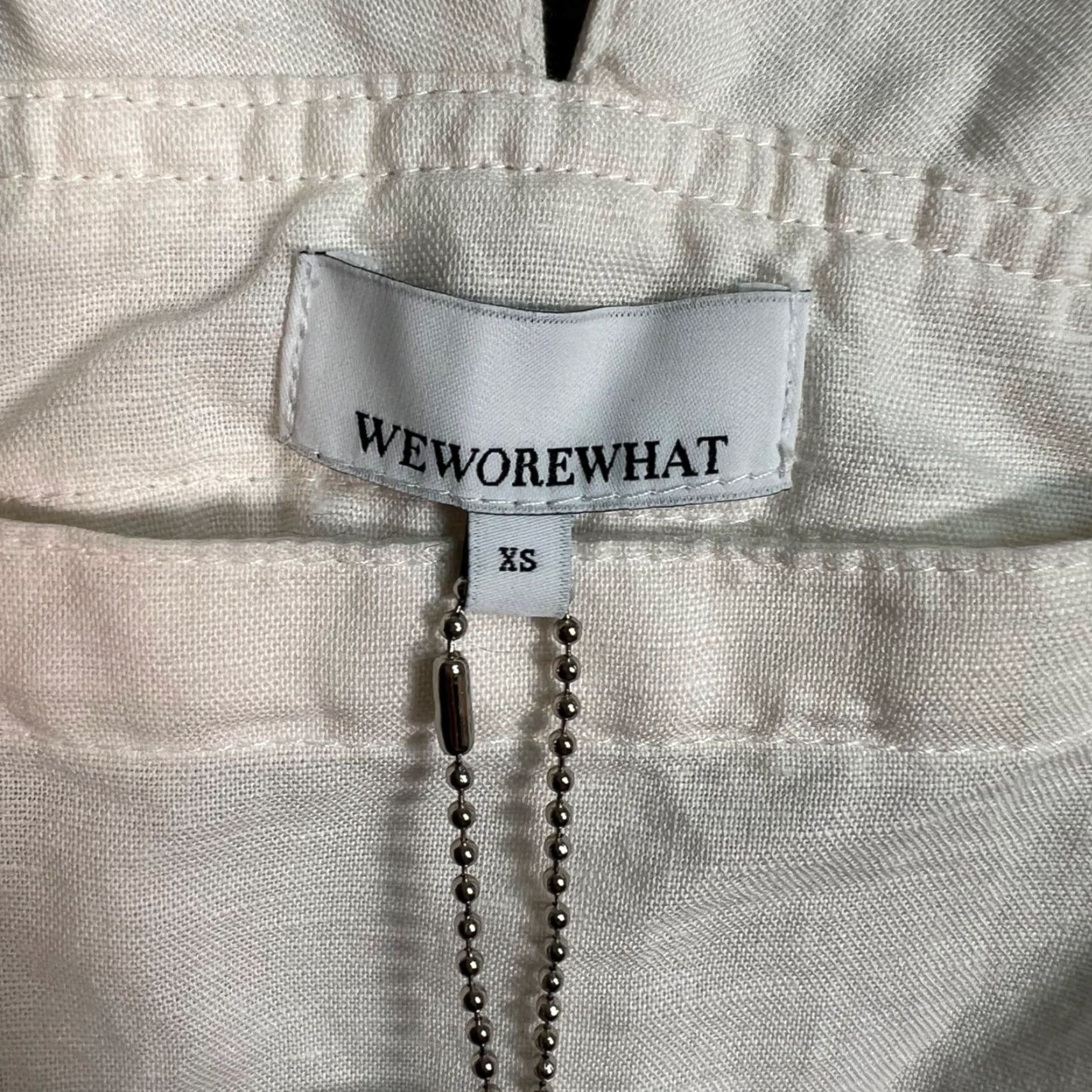 Vintage WeWoreWhat Basic Overalls Womens XS Ivory Linen-Cotton Blend One-Piece Sleeveless Jumpsuit Vintage NEW? Size 26" / US 2 / IT 38 - 3 Thumbnail