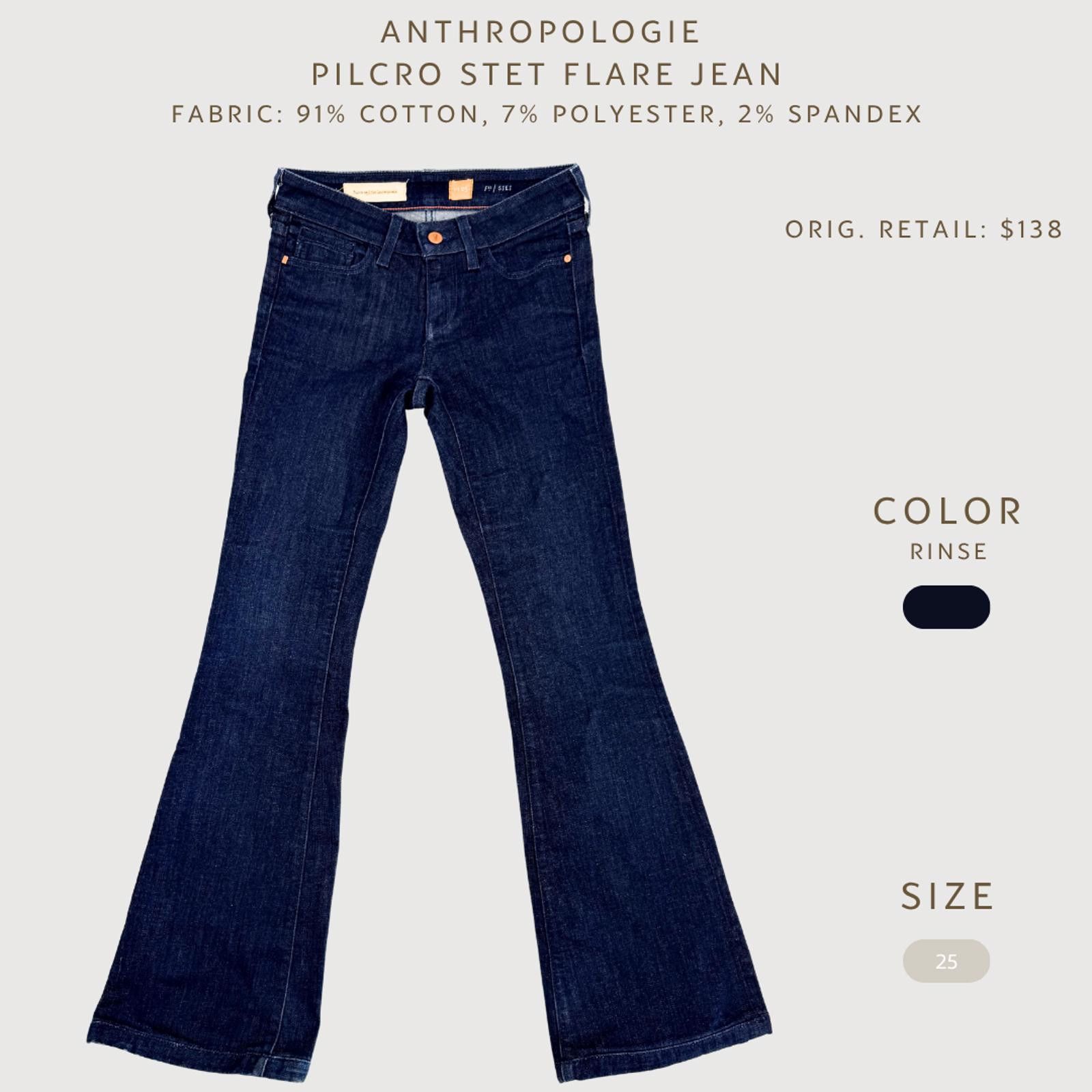 Other Pilcro Anthro Stet Flare Jeans Dark Wash 25 Size 25" / US 0 / IT 36 - 2 Thumbnail