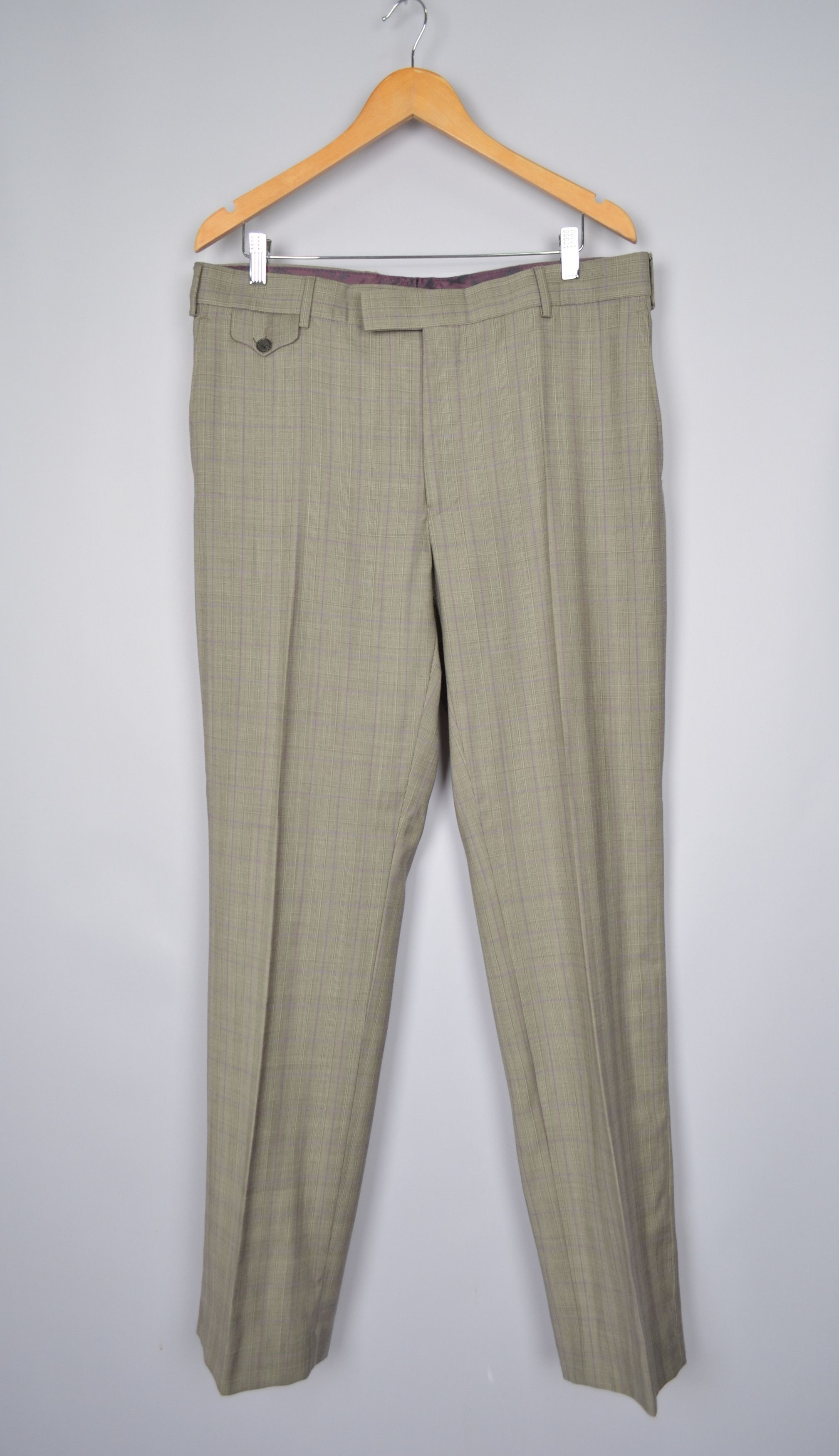 Designer × Ted Baker Ted Baker Endurance Striped Violet 3 Piece Wool Suit US 42 Size 42R - 16 Thumbnail