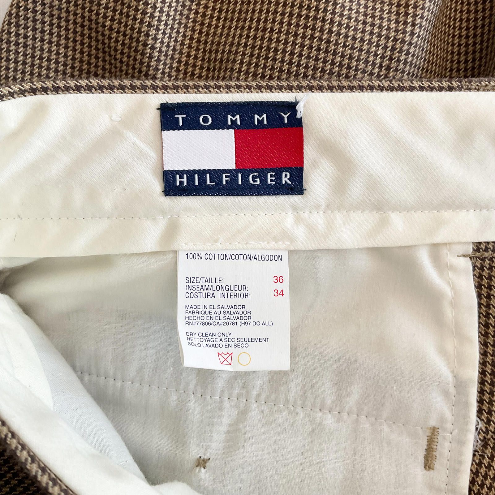 Tommy Hilfiger VTG 90s Tommy Hilfiger brown pleated trousers mens 36x34 Size US 36 / EU 52 - 4 Thumbnail
