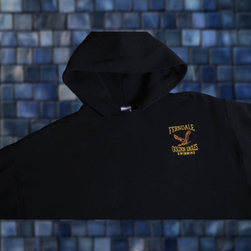 Russell Athletic VTG Russell Athletic Hoodie Pullover Mens XL Crew Neck Fleece Black US Made 90s Logo Hooded Sweatshirt Mens Size US XL / EU 56 / 4 - 1 Thumbnail