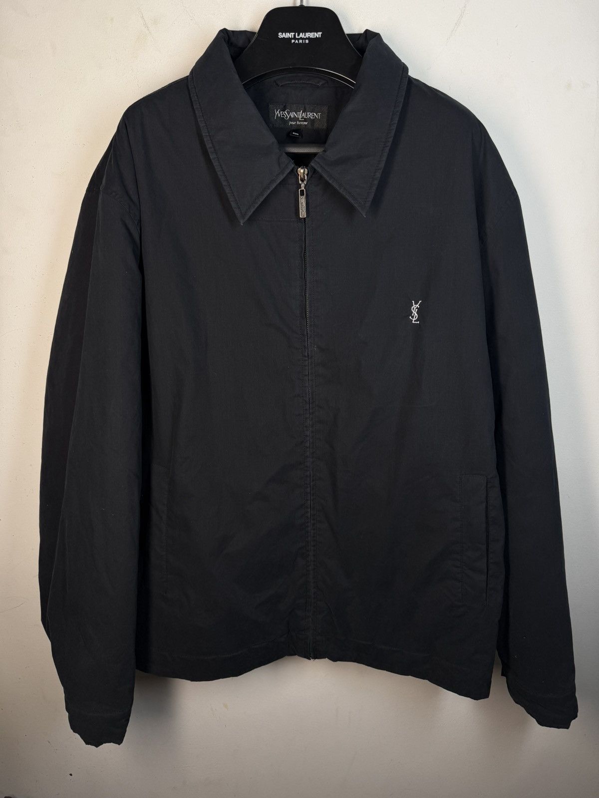 Yves Saint Laurent Black Warm YSL Jacket Bomber Zip Up Collar Vintage Logo y2k Size US XXL / EU 58 / 5 - 3 Thumbnail