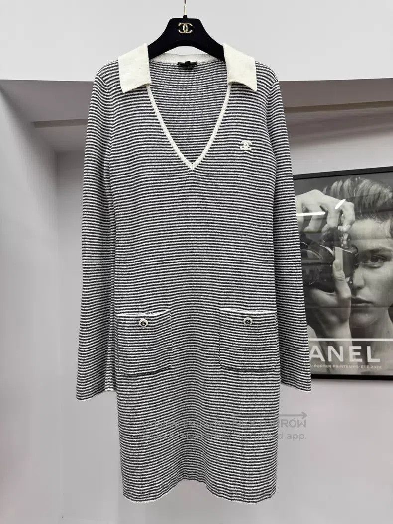 Chanel Chanel 23C black and white striped dress Size XXS / US 00 / IT 34 - 1 Thumbnail