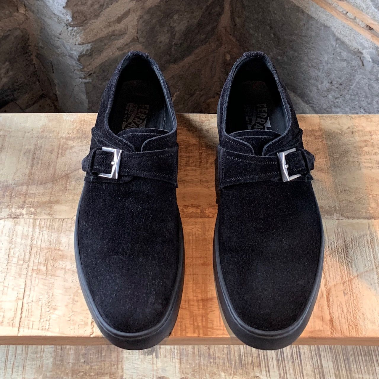 Salvatore Ferragamo Salvatore Ferragamo Black Monk Strap Brushed Suede Loafers Size US 8 / EU 41 - 2 Thumbnail