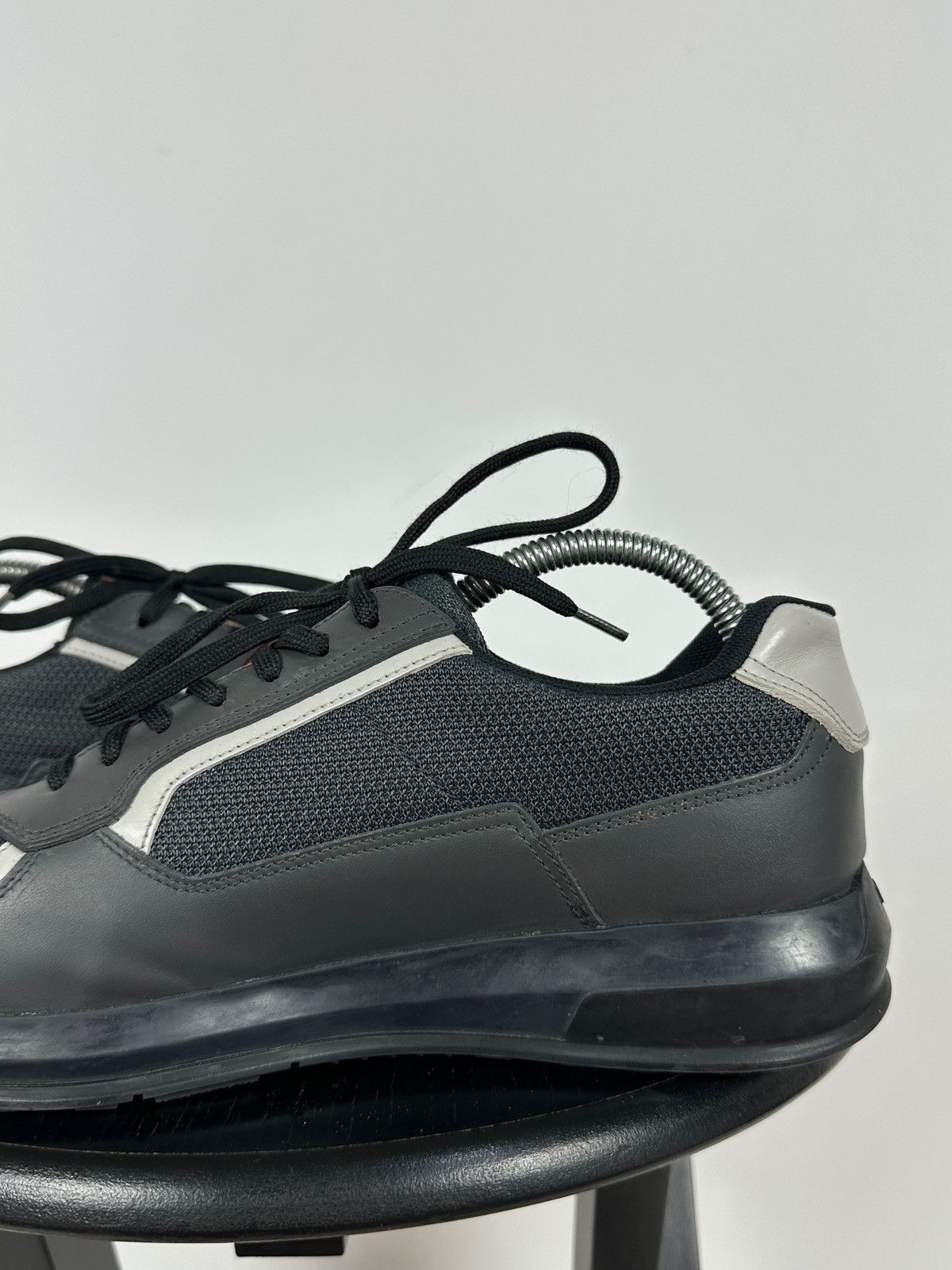Prada Prada Grey Leather Red Tab Sneakers Size US 6.5 / EU 39-40 - 20 Thumbnail