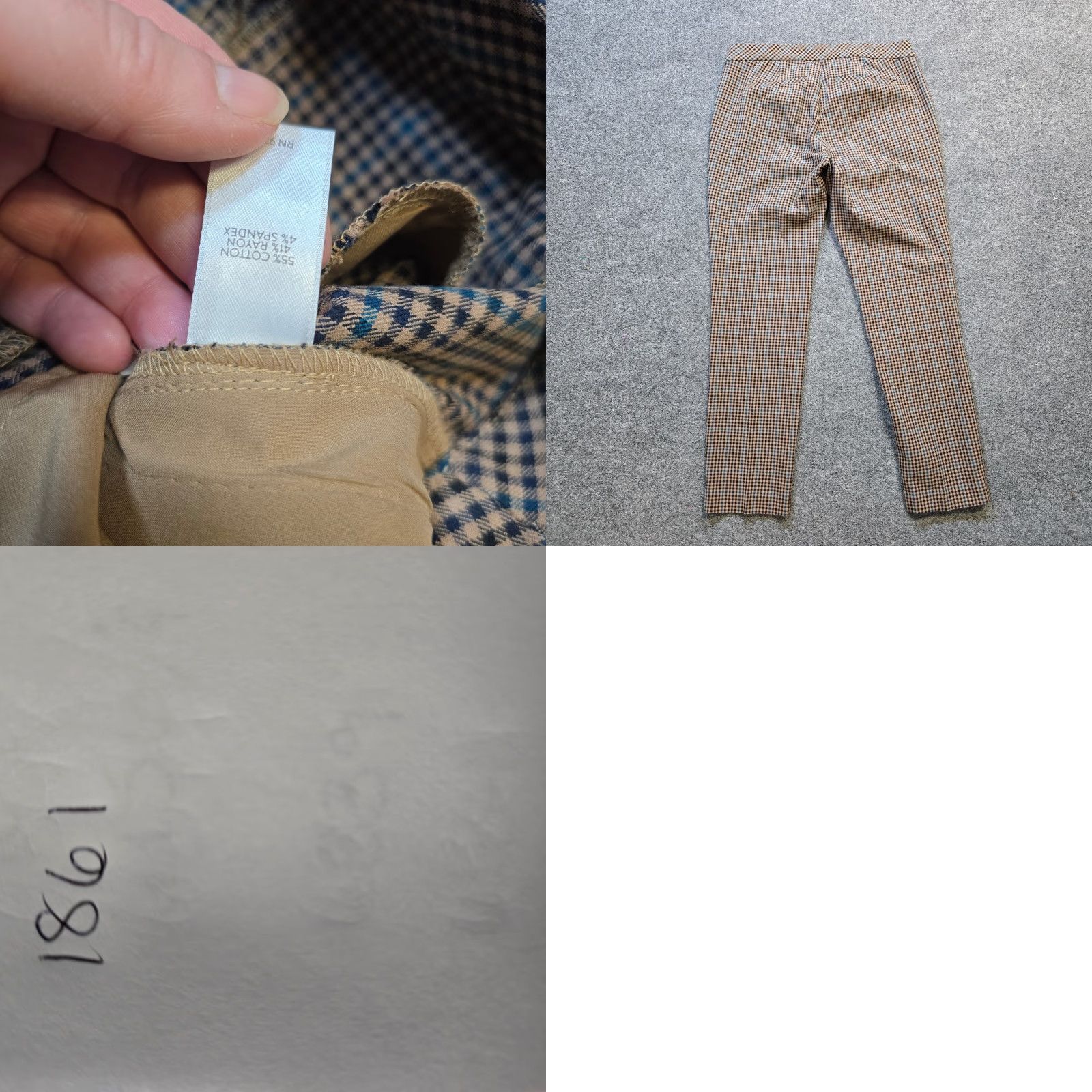 J. Jill J. Jill Pants Women 8 Beige Plaid Ponte Stretch Ankle Tapered Casual Regular Womens Size 30" / US 8 / IT 44 - 8 Thumbnail