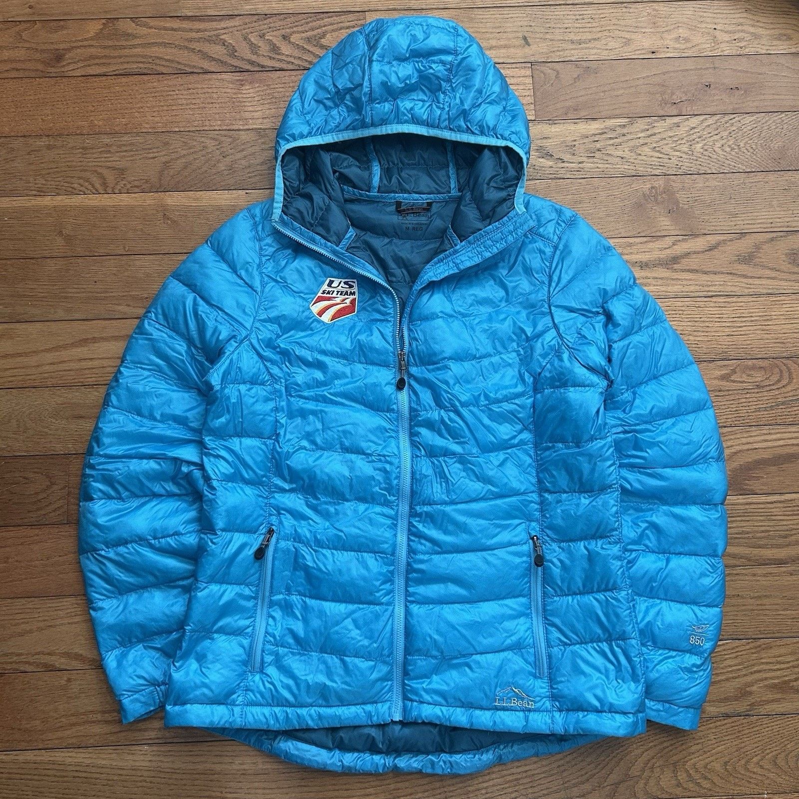 L.L. Bean US Ski Team Down Downtek Puffer Hooded Zip Women’s Jacket Size M / US 6-8 / IT 42-44 - 1 Thumbnail