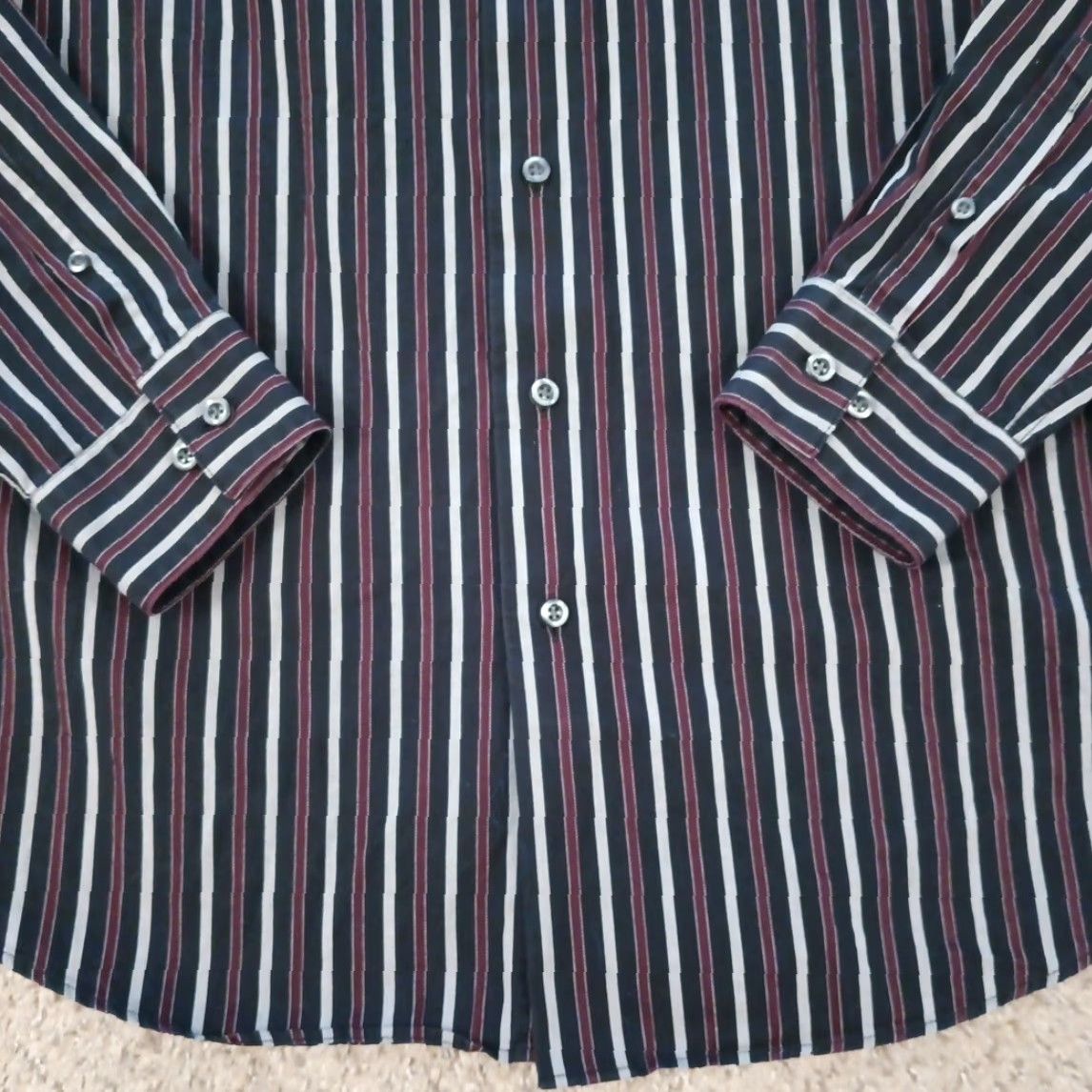 Apt. 9 Apt. 9 Shirt Mens Large Purple Black Striped Long Sleeve Button Up Cotton Size US L / EU 52-54 / 3 - 3 Thumbnail