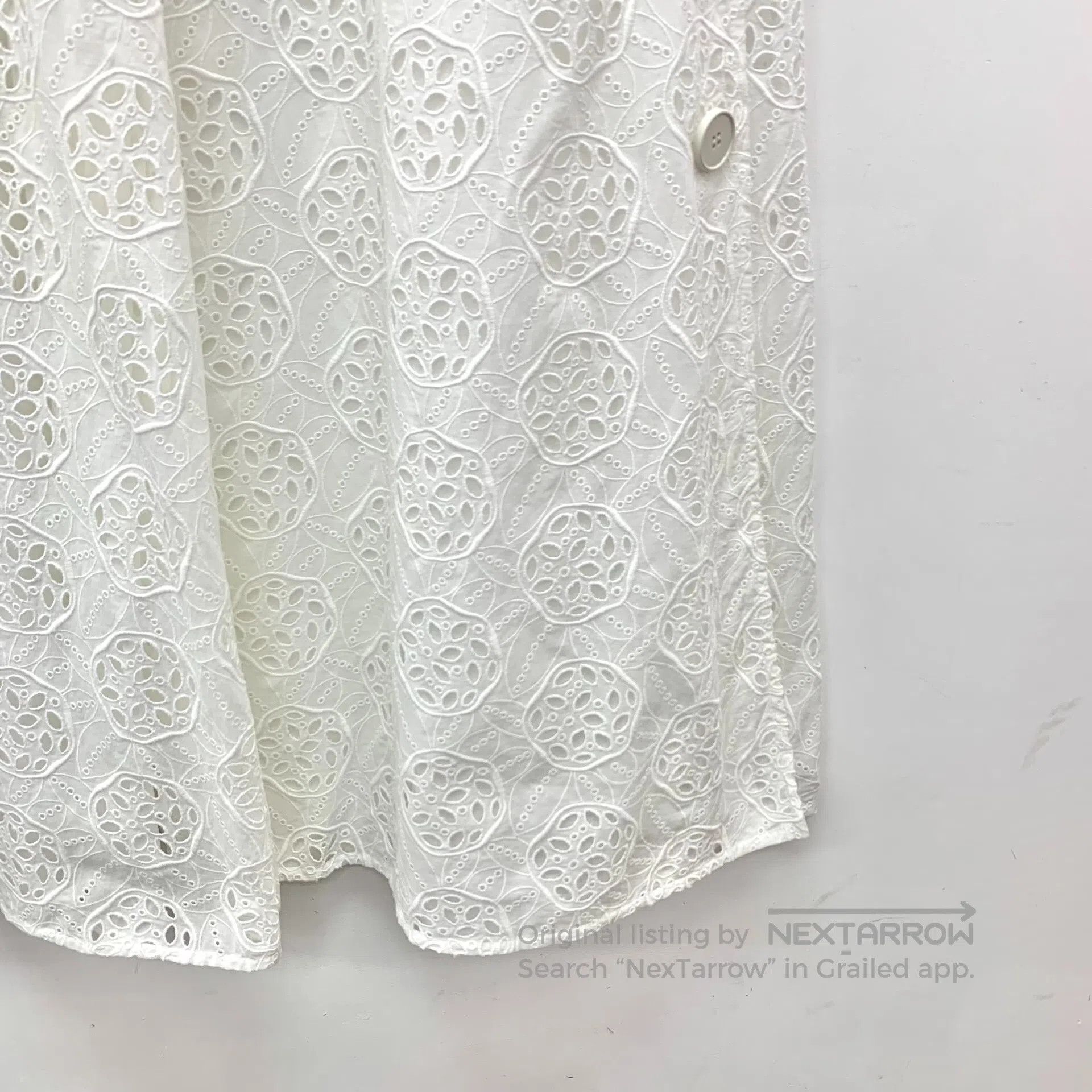 Valentino Valentino White Floral Openwork Embroidered Cotton Casual Size 37" - 4 Thumbnail