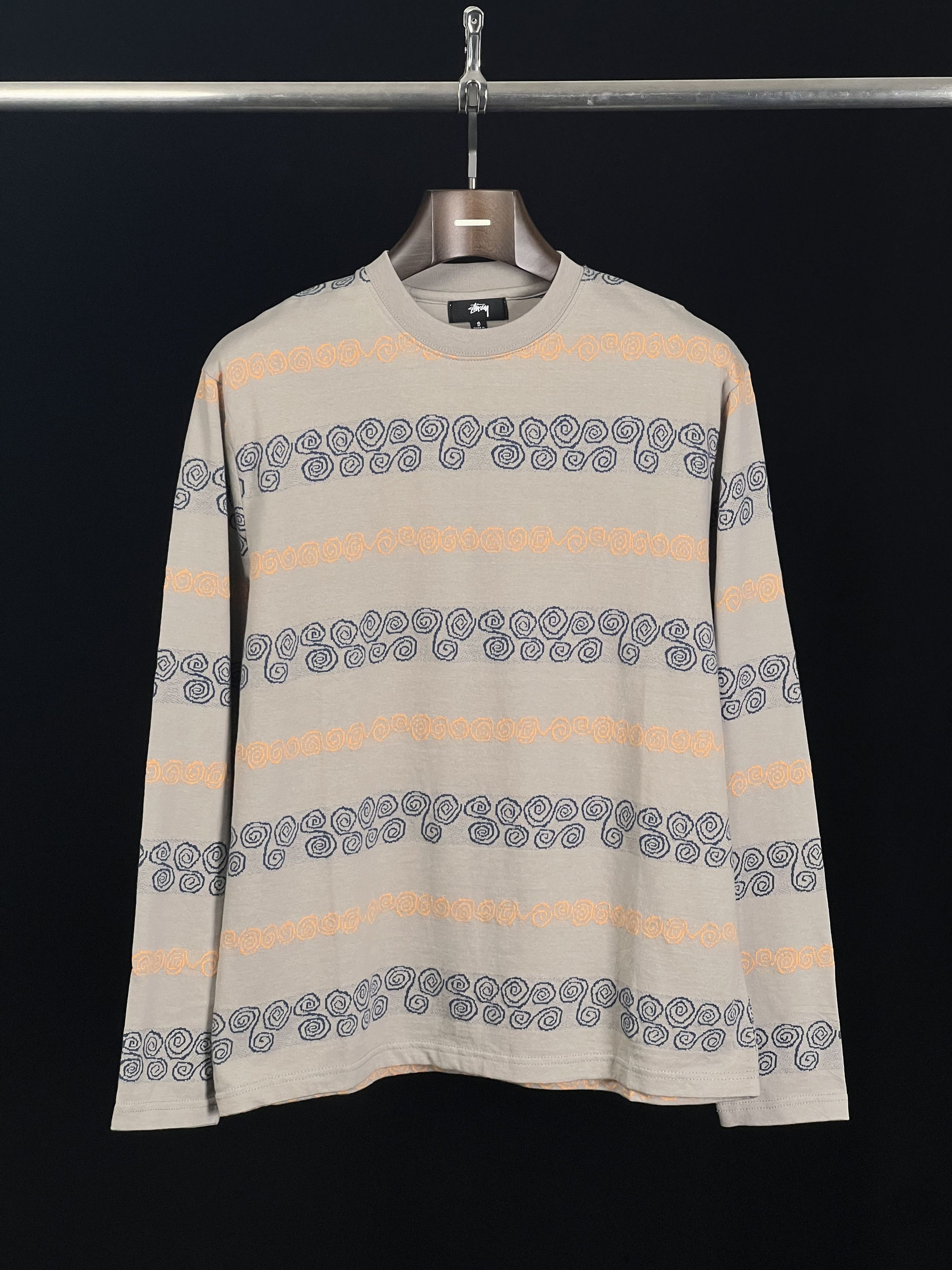 Stussy Brand New Swirl Stripe LS Crew Brown (FW21) S Size US S / EU 44-46 / 1 - 1 Thumbnail