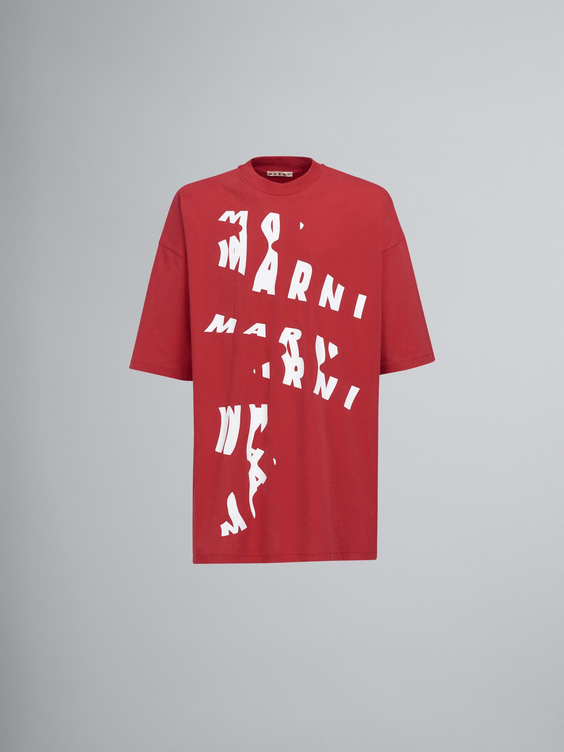 Marni o1y0225 Logo-Print Crewneck T-Shirt in Red Size US M / EU 48-50 / 2 - 1 Thumbnail