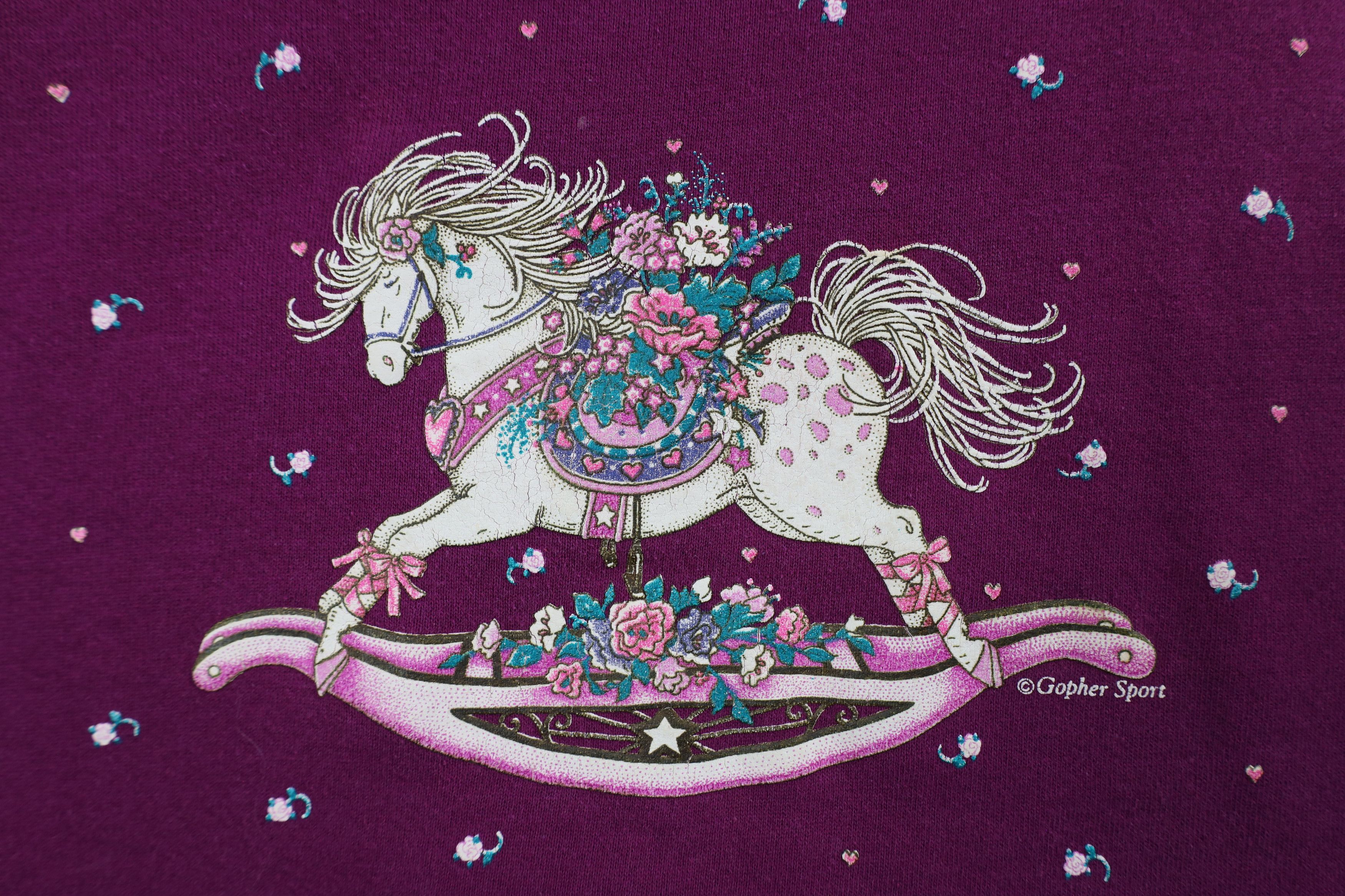 Vintage Vintage 90s Streetwear Flower Rocking Horse Sweatshirt USA Size L / US 10 / IT 46 - 4 Thumbnail