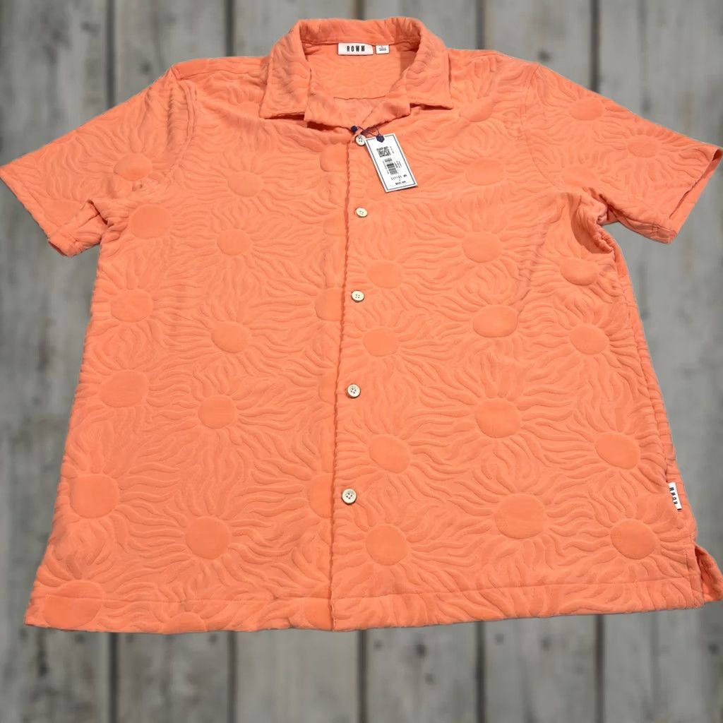 Vintage ROWM Button Up Shirt Men’s Large Short Sleeve Soft Textured Suns Salmon NWT Size US L / EU 52-54 / 3 - 1 Thumbnail