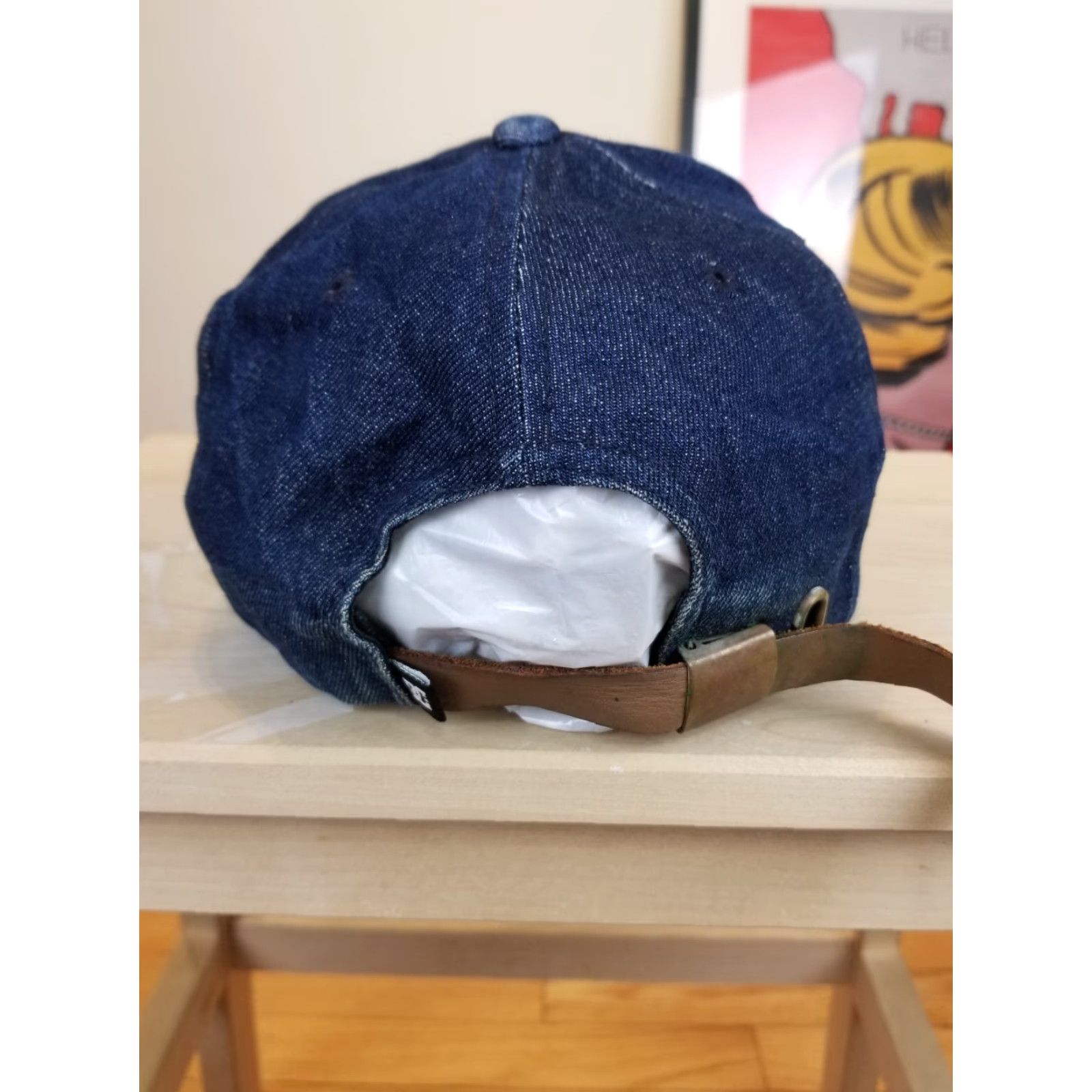 Vintage DC Shoes Skate Denim Hat Leather Patch Adjustable Denim Hat Blue 1990s Hip Hop Cap Mens Womens Boys Girls Size ONE SIZE - 4 Thumbnail