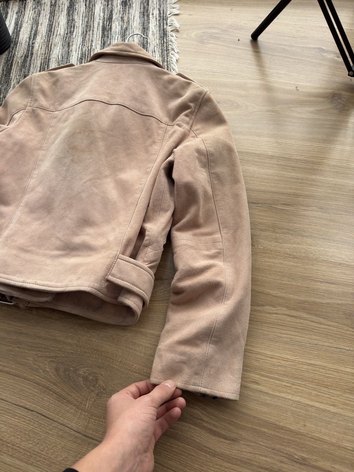 Allsaints ALL SAINTS Powder Pink Suede Balfern Biker Jacket Women’s Size M / US 6-8 / IT 42-44 - 21 Thumbnail