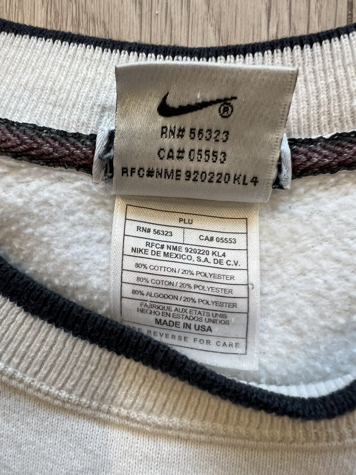 Nike × Vintage Vintage 90s Nike Big Swoosh Crew Sweatshirt Made In USA Rare Size US XL / EU 56 / 4 - 6 Thumbnail