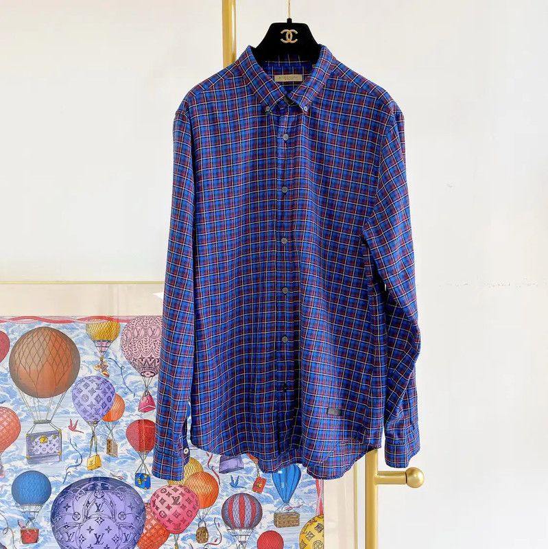Burberry Burberry Blue Cotton Long Sleeve Shirt Size L / US 10 / IT 46 - 1 Thumbnail