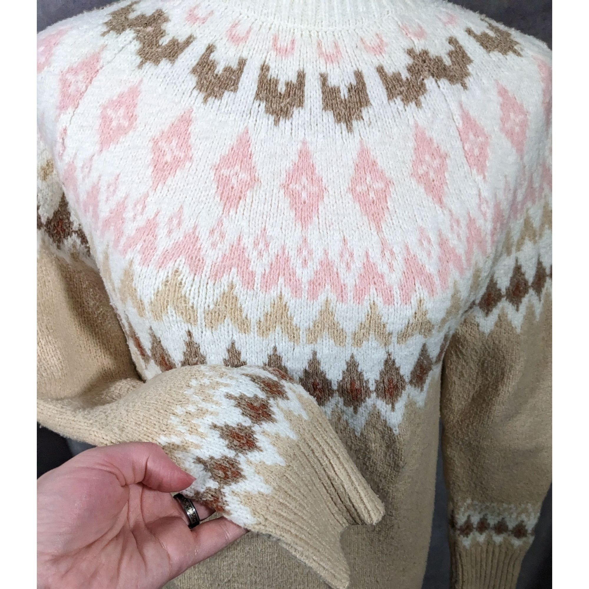 Rachel Zoe Rachel Zoe Retro White Pink And Tan Pullover Sweater Size XS Size XS / US 0-2 / IT 36-38 - 5 Thumbnail